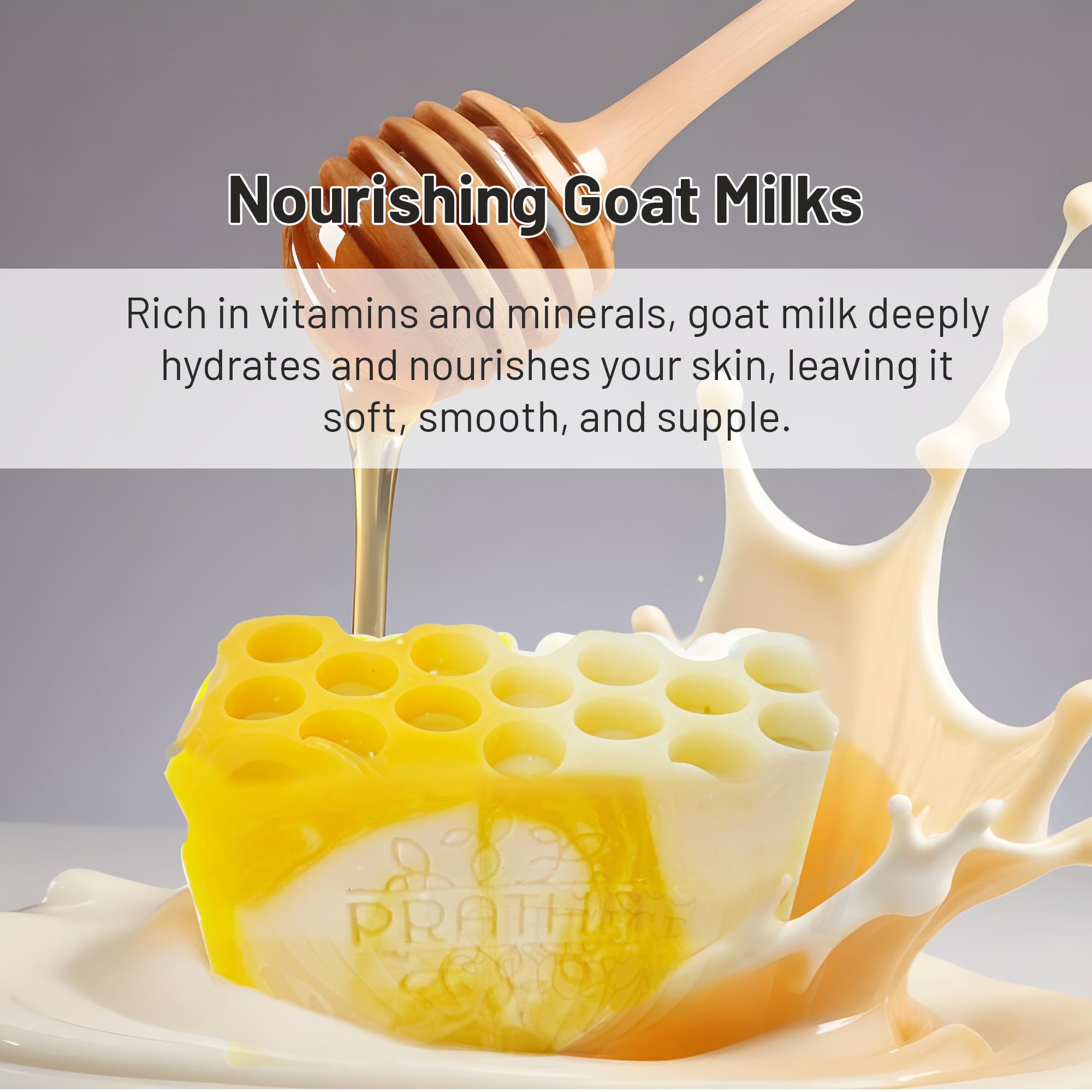 Pratha Naturals 100% Pure Goat Milk & Honey Cold Process Soap - 100g Handmade Natural Bar for Sensitive Skin & Daily Bathing - Perfect for Dry Skin Care & Gentle Cleansing
