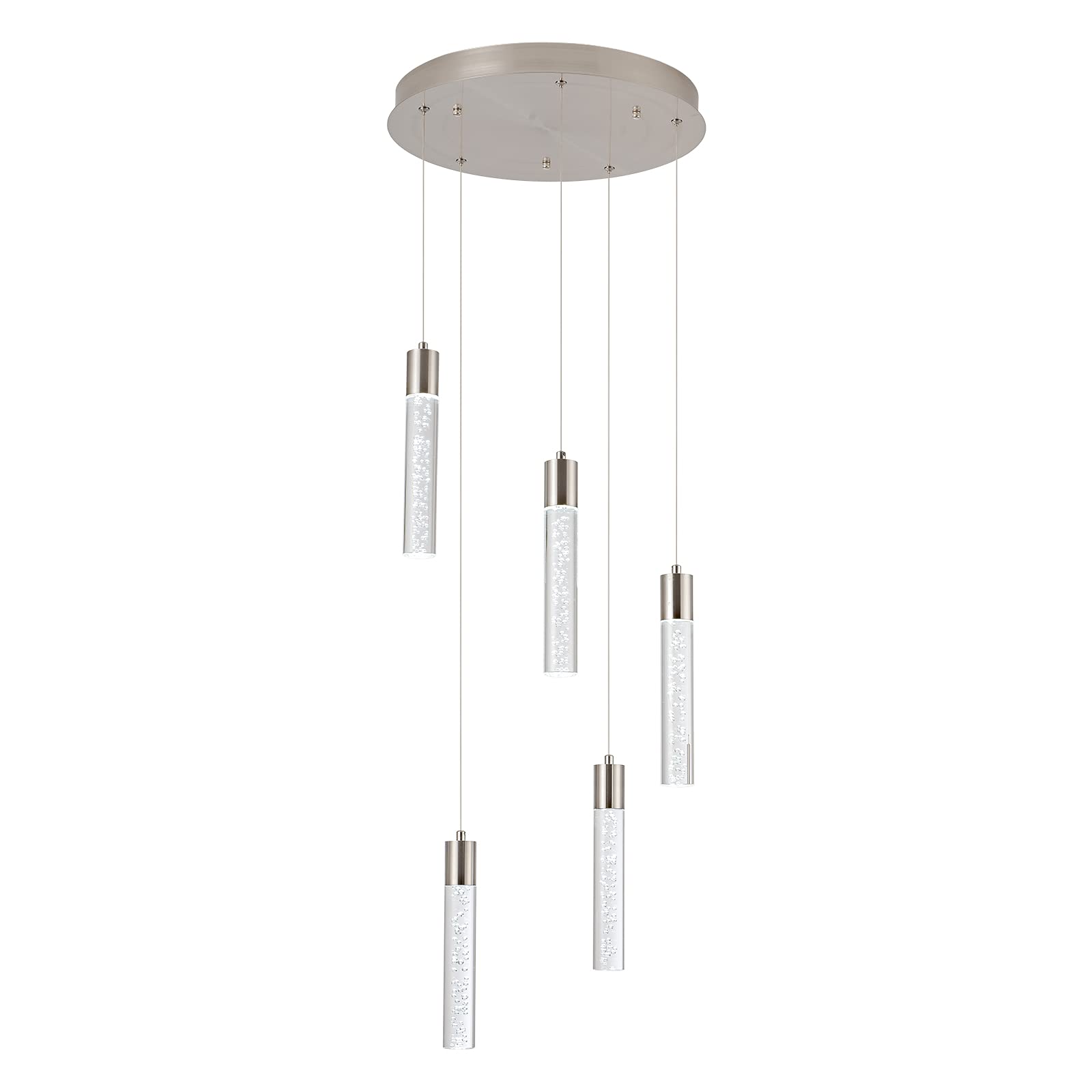 Votag 5-Light Modern Crystal Pendant Lighting for Kitchen Island - 40W Dimmable LED (6000K) - Perfect for Dining Room, Bar Counter, and Home Decor