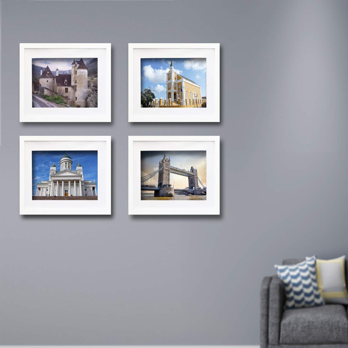 16x20 White Solid Wood Picture Frame with 12x16 Mat - Perfect for Wall Decor, Posters, Photos, and Artwork Display in Living Room, Bedroom, or Office