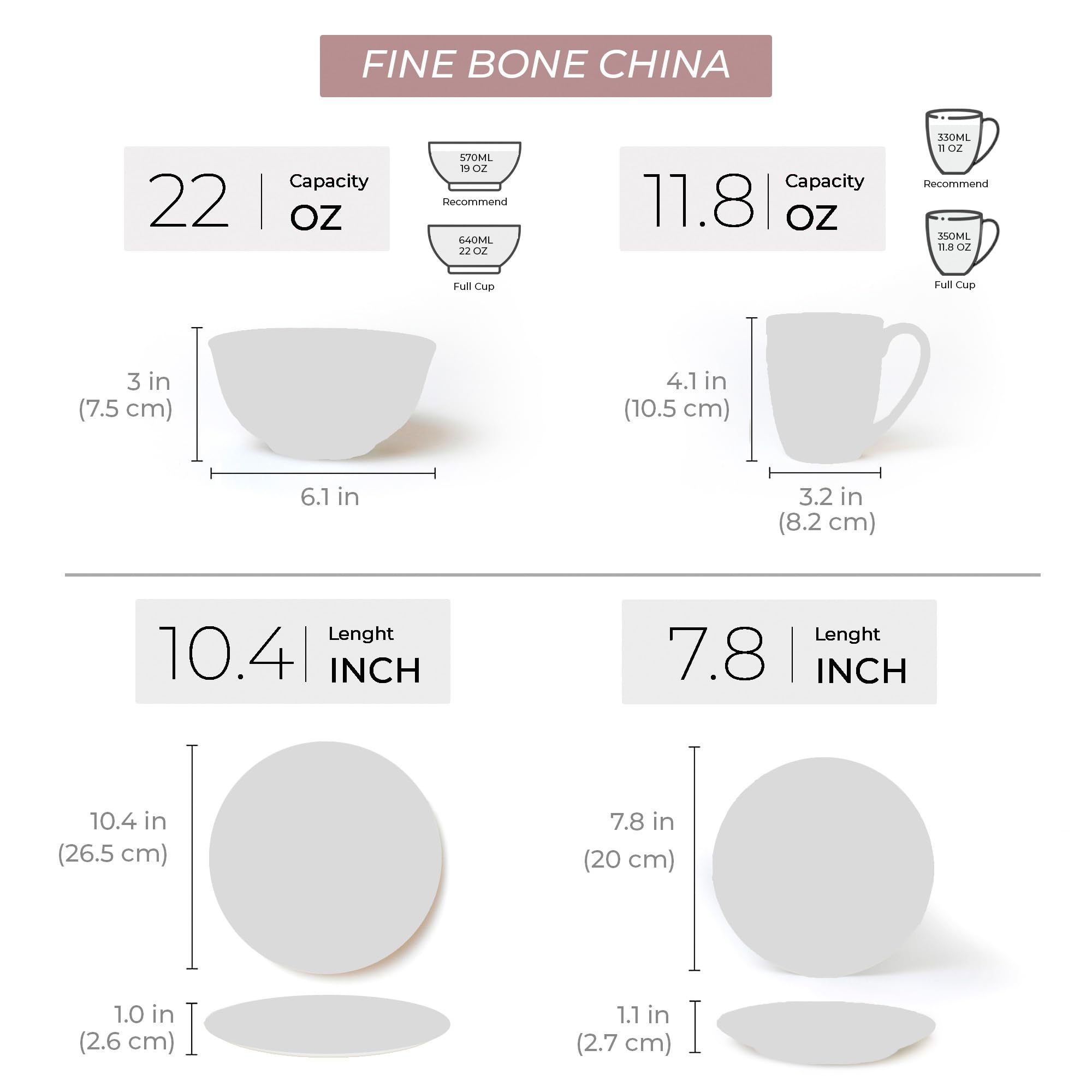 16-Piece Porcelain Dinnerware Set for 4 - Bone China Plates, Bowls & Mugs - Microwave Safe Round Dinnerware Set - Elegant Kitchen & Home Dining Essentials by KOKEN | Perfect for Family Meals, Dinner Parties & Everyday Use