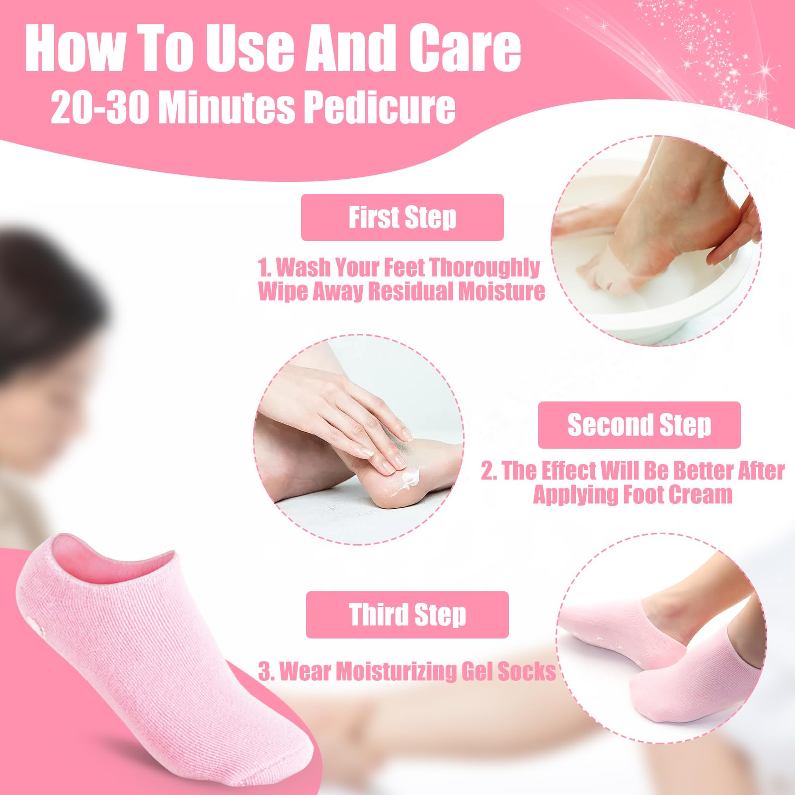 2 Pairs Moisturizing Gel Socks for Women - Silicone Healing Socks for Dry Cracked Feet Repair - Softening Lotion Socks for Foot Care - Perfect for Overnight Treatment, Spa Days & Winter Foot Protection