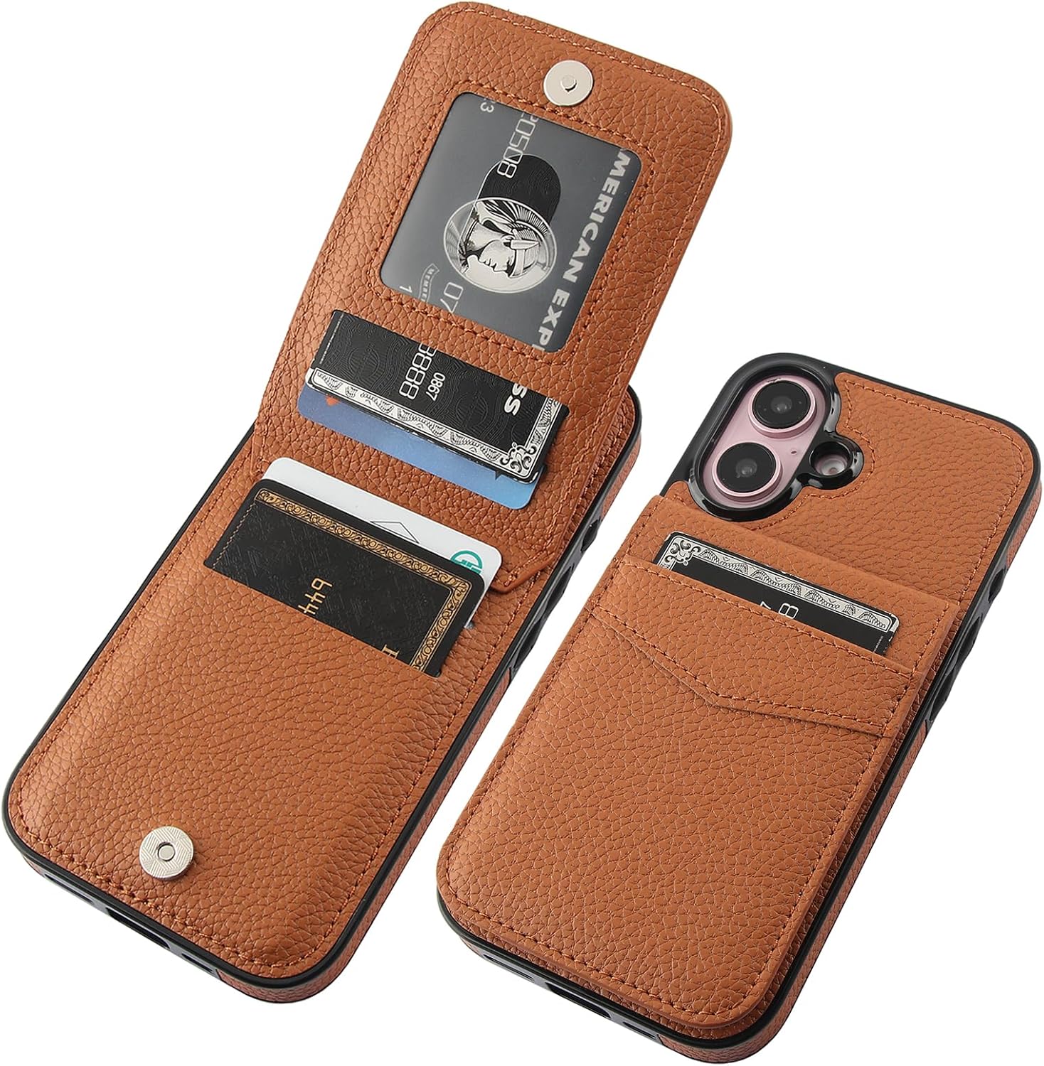 Premium Shockproof iPhone 16 Wallet Case with Credit Card Holder - Heavy Duty Dual Layer Protective Cover for 6.1