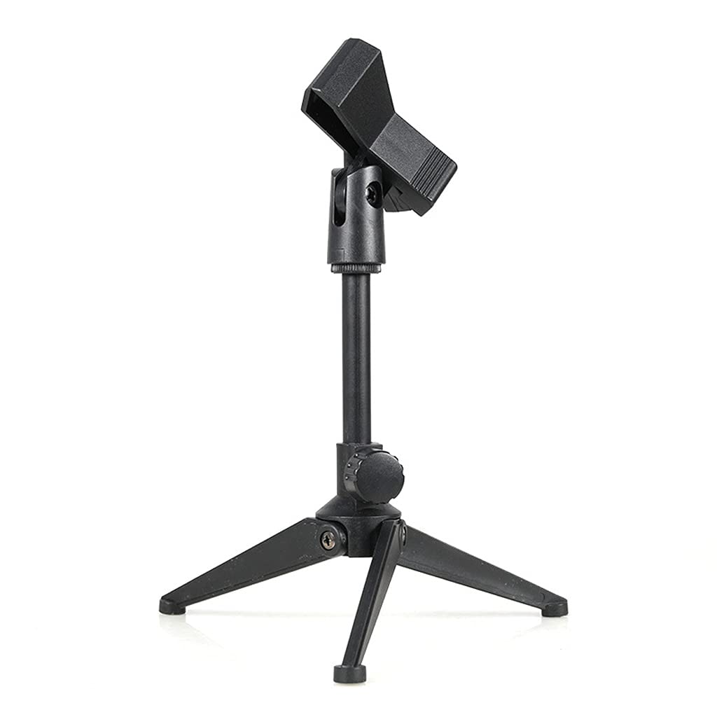 WDBBY Adjustable Desktop Microphone Stand - Portable Mini Tripod with Mic Clip Holder, Lightweight & Sturdy for Podcasting, Streaming & Recording (Style C)