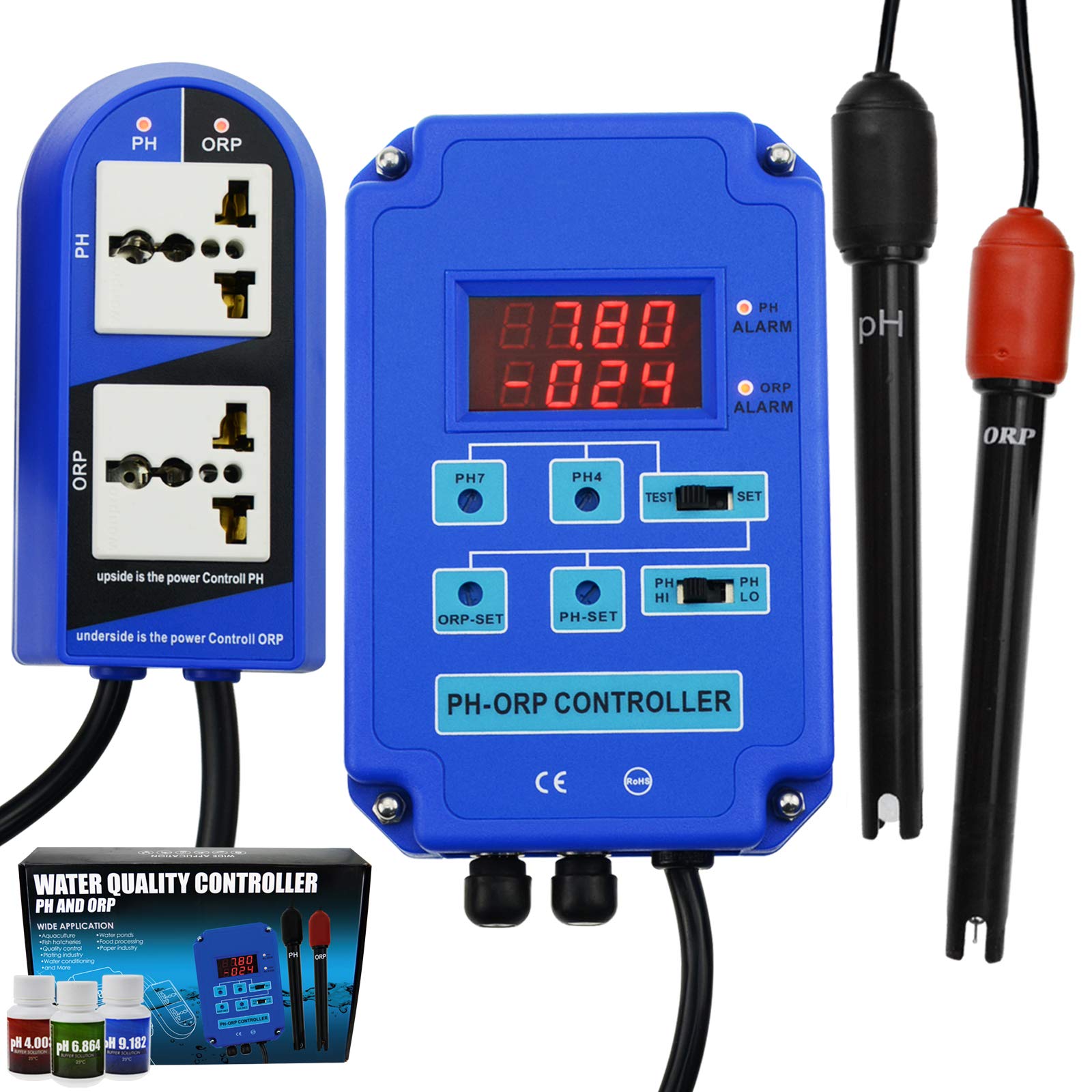 2-in-1 pH ORP Redox Controller Water Quality Tester with Replaceable BNC Electrode - for Laboratory Analysis, Aquariums, Hydroponics & Pool Monitoring