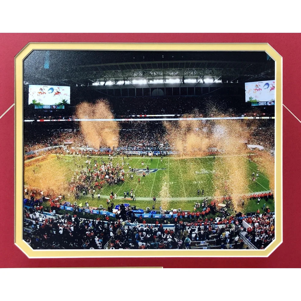 Kansas City Chiefs Super Bowl LIV Champions Authentic Confetti Framed Photo Collage with Patrick Mahomes - Perfect for Game Room, Sports Bar, or Chiefs Fan Home Decor