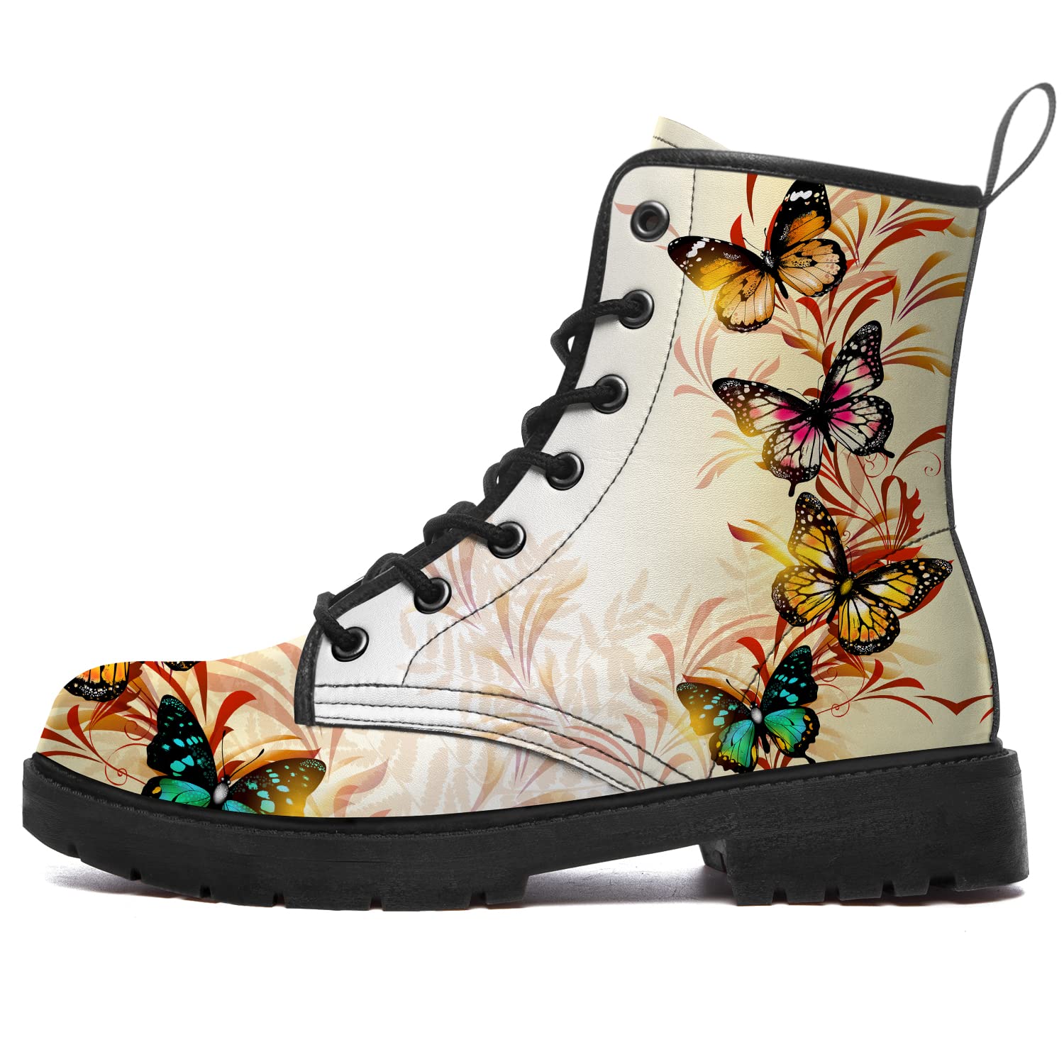 Butterfly Combat Boots for Women & Men - Anti-Slip Work Ankle Boots, Vegan Leather Waterproof Shoes - Perfect for Outdoor Work, Hiking & Street Fashion Gifts for Him & Her