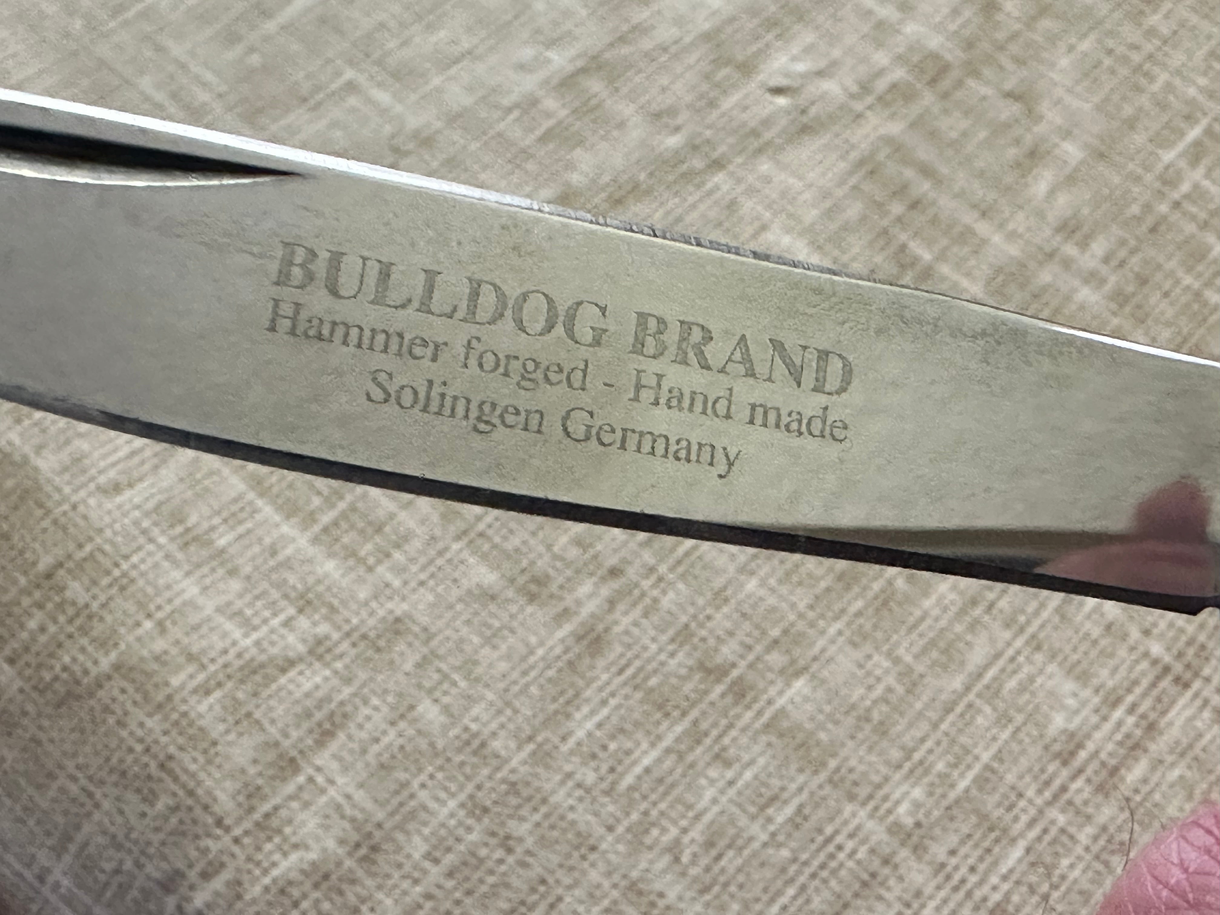 Bulldog Brand Hammer Forged Handmade Knife - Solingen Germany Crafted with Aqua Green Scales | Perfect for Outdoor Adventures, Camping & Survival
