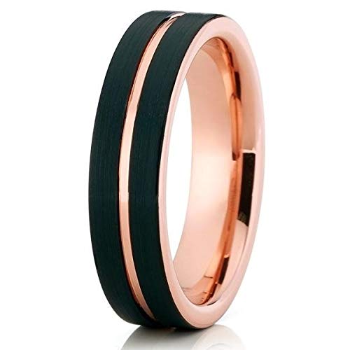 6mm Rose Gold Tungsten Wedding Band for Men & Women - 18k Rose Gold Plated Tungsten Carbide Ring - Comfort Fit Anniversary Ring - Perfect for Weddings, Engagements & Special Occasions