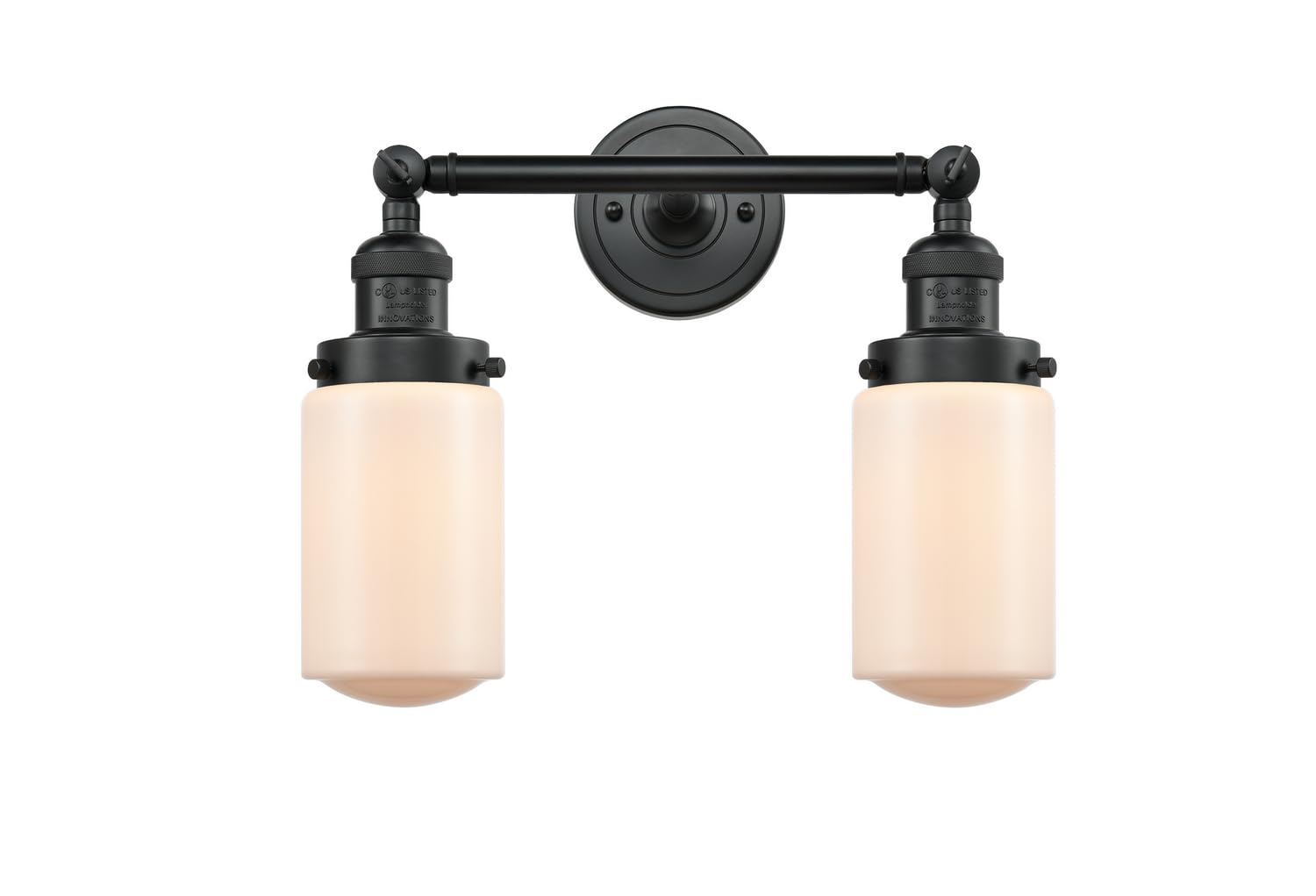 Franklin Restoration Collection 208L-BK-G311-LED Dover 2 Light Bathroom Vanity Fixture in Matte Black - Perfect for Modern Bathrooms, Powder Rooms & Home Renovations