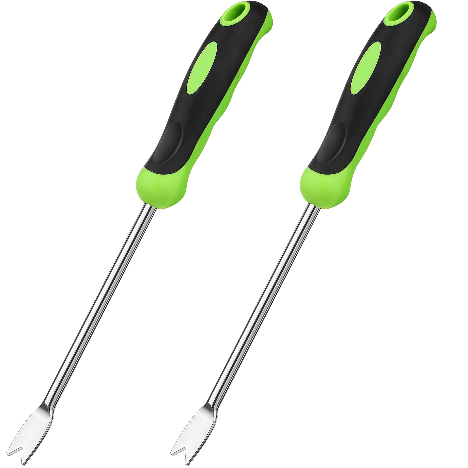 Stainless Steel Hand Weeder Tool - 2 Pronged Garden Fork with Ergonomic Handle for Weeding, Lawn Care & Farmland Transplanting (2-Piece Set) - Perfect for Home Gardening, Landscaping & Professional Farm Use