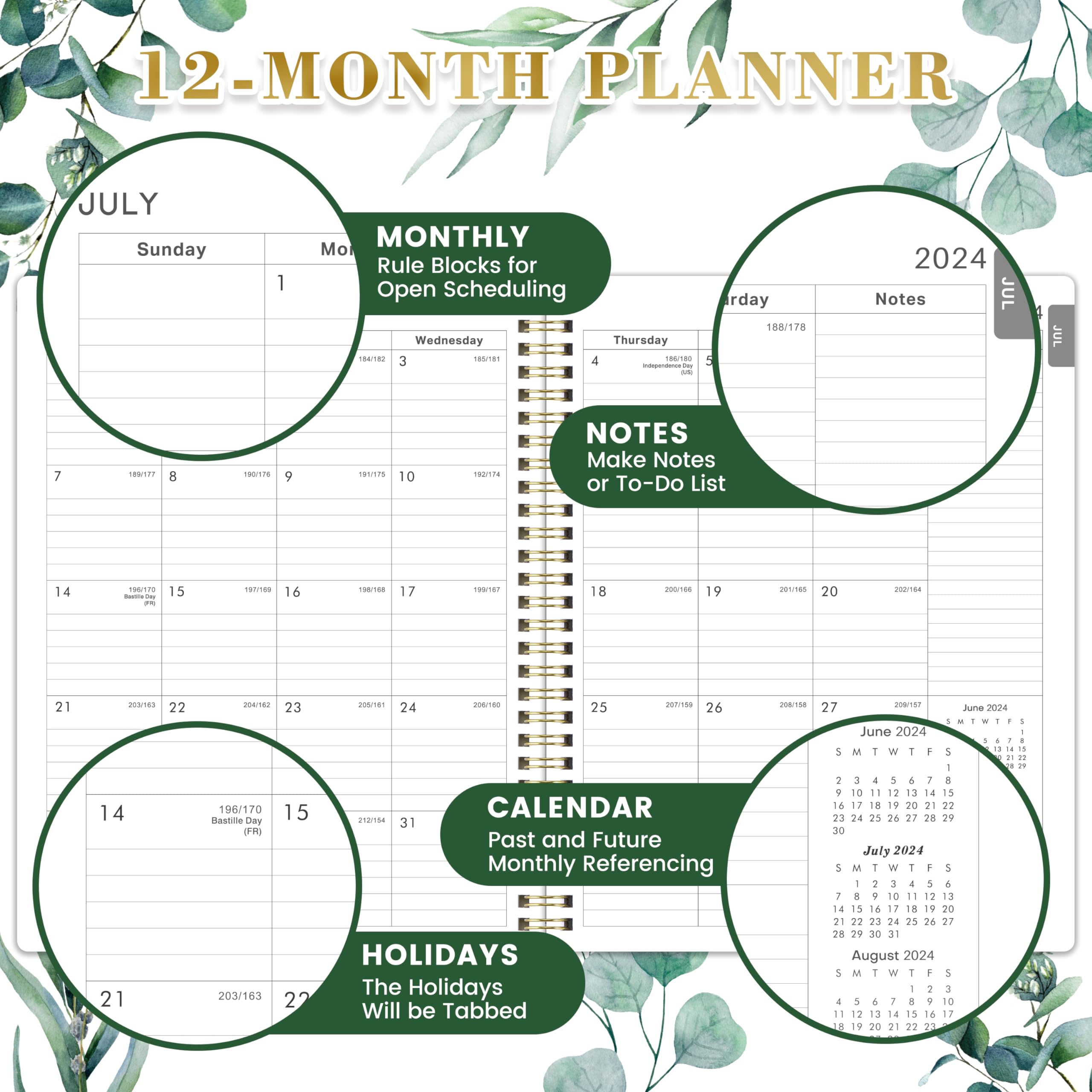 2024-2025 Appointment Book Planner - July 2024 to June 2025 Daily & Weekly Schedule Organizer with 30-Minute Intervals, 8
