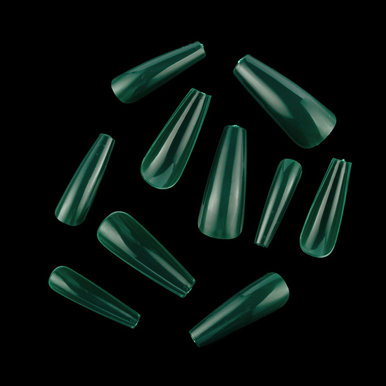 500pcs Dark Green Coffin Shaped Acrylic False Nails - Ballerina Style Artificial Nails for Women, DIY Nail Art & Salon Manicure | Perfect for Halloween, Parties, Bridal & Special Occasions