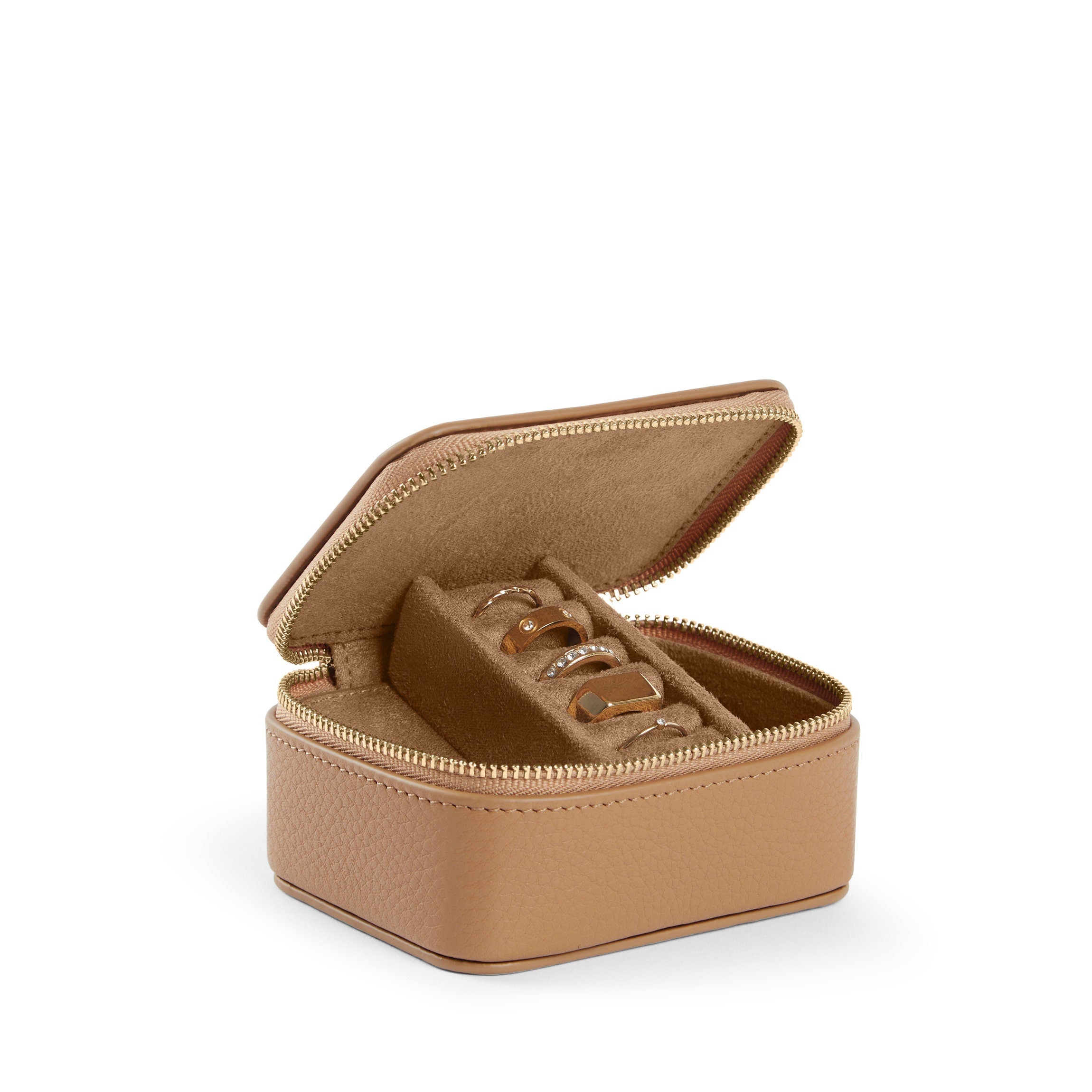 Elegant Small Jewelry Ring Box for Engagement Wedding Proposal - Perfect for Camel Color Jewelry Storage & Gift Presentation