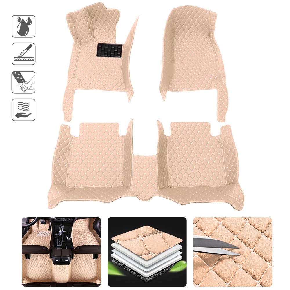 Custom Car Floor Mats for Hummer H1 H2 H3 - Full Coverage Front & Rear All-Weather Protection Car Liners (Beige) - Perfect for Off-Roading, Daily Commuting & Extreme Weather Conditions
