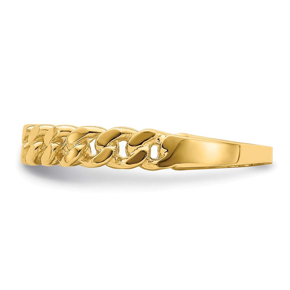 14K Solid Yellow Gold Chain Link Band Ring for Women - Elegant Stackable Jewelry for Everyday Wear, Gifts & Special Occasions