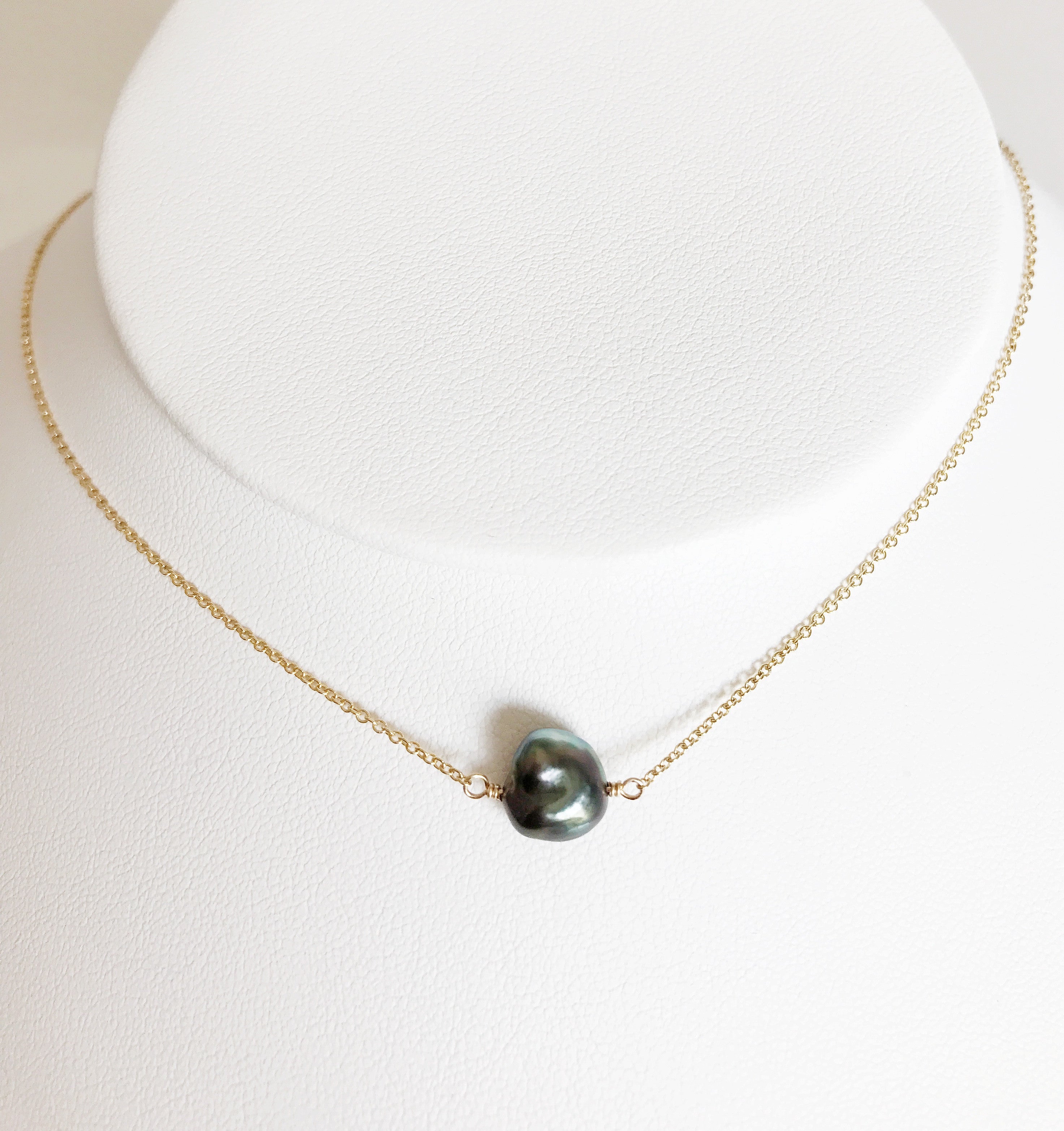 KEELY Tahitian Keshi Pearl Necklace (N255) - Elegant Handmade Jewelry for Women, Perfect for Weddings, Parties & Special Occasions