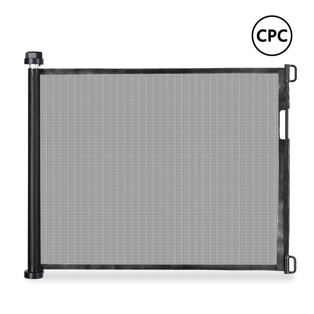 TheLAShop 71x33 Retractable Mesh Dog Gate - Adjustable Baby Safety Barrier for Doorways, Stairs & Hallways - Pet & Child Proof Home Protection
