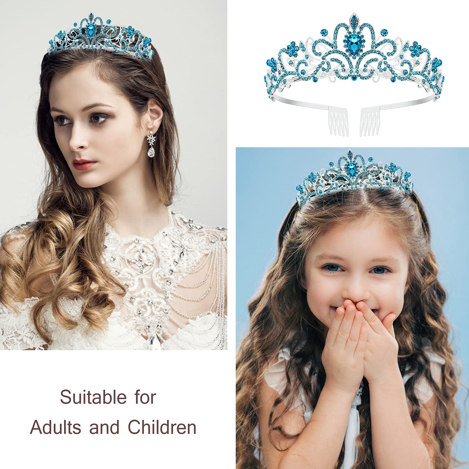 Birthday Girl Sash & Princess Tiara Set - Blue Crown for Girls Birthday Party, Happy Birthday Decorations & Accessories - Perfect for Birthday Celebrations, Princess Parties & Special Occasions