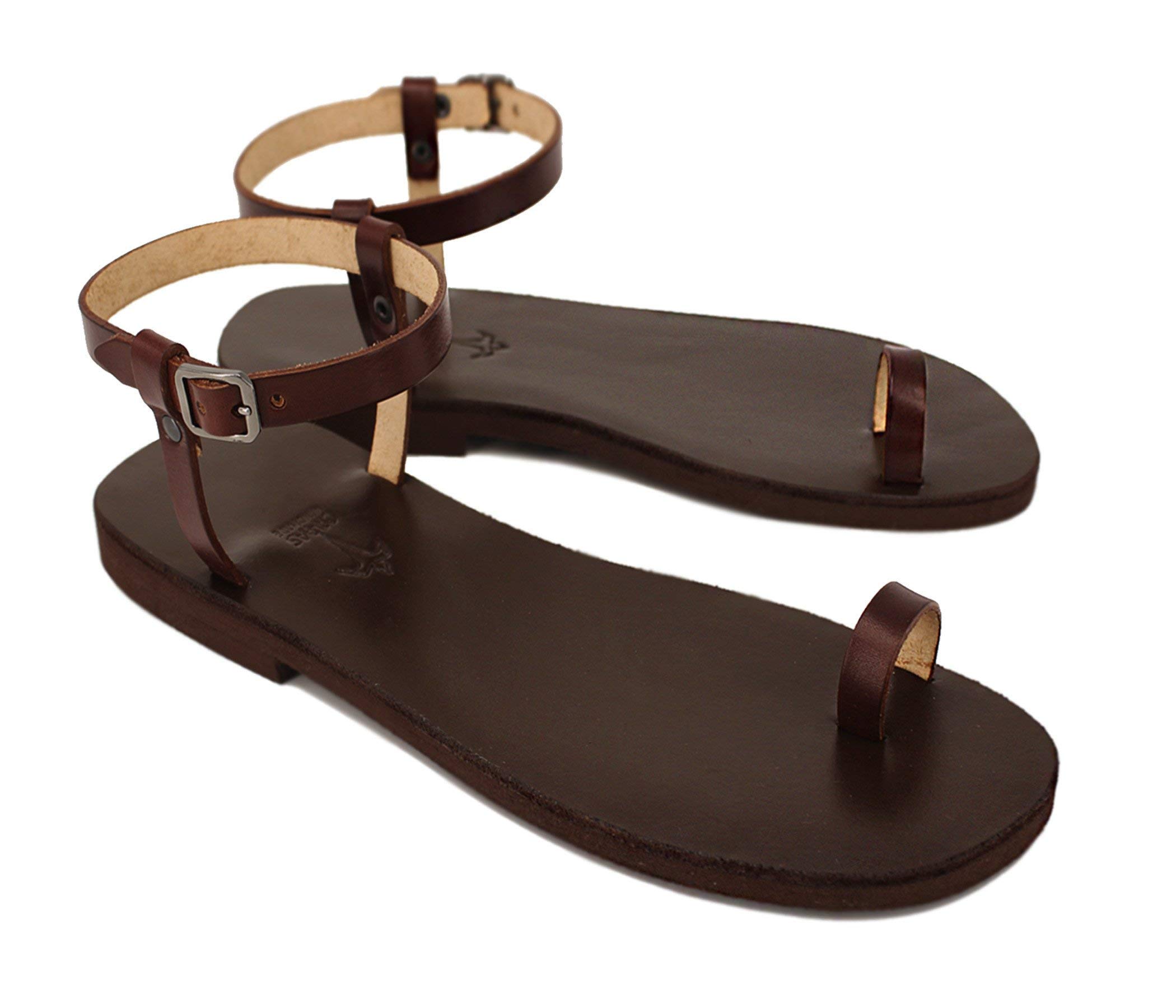 Barefoot Sandals | Toe Ring Sandals | Leather Gladiator Sandals with Ankle Strap - Black Boho Sandals for Women - Perfect for Beach, Festival, and Summer Outfits