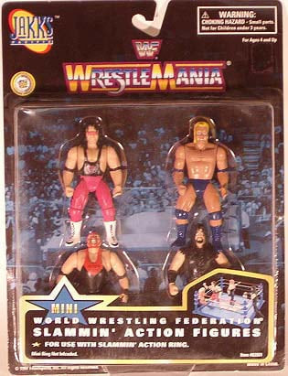 Vintage 1997 WWF Jakks Pacific Mini Slammin' Action Figures Set - Bret Hart, Sycho Sid, Vader & Undertaker - Collectible Wrestling Toys for Display & Play - Perfect for WWE Fans, Nostalgic Collectors & Action Figure Enthusiasts