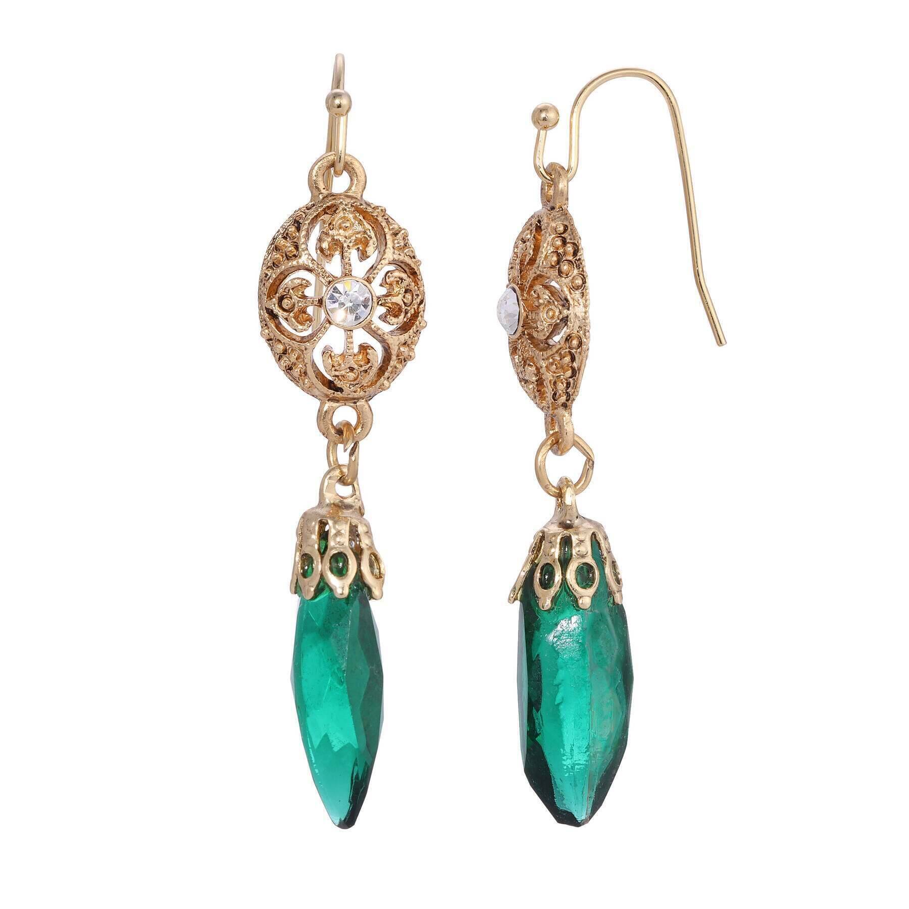 1928 Jewelry Icicle Drop Oval Filigree Crystal Accent Drop Earrings - Vintage Style Dangle Earrings for Women - Perfect for Weddings, Parties & Evening Events