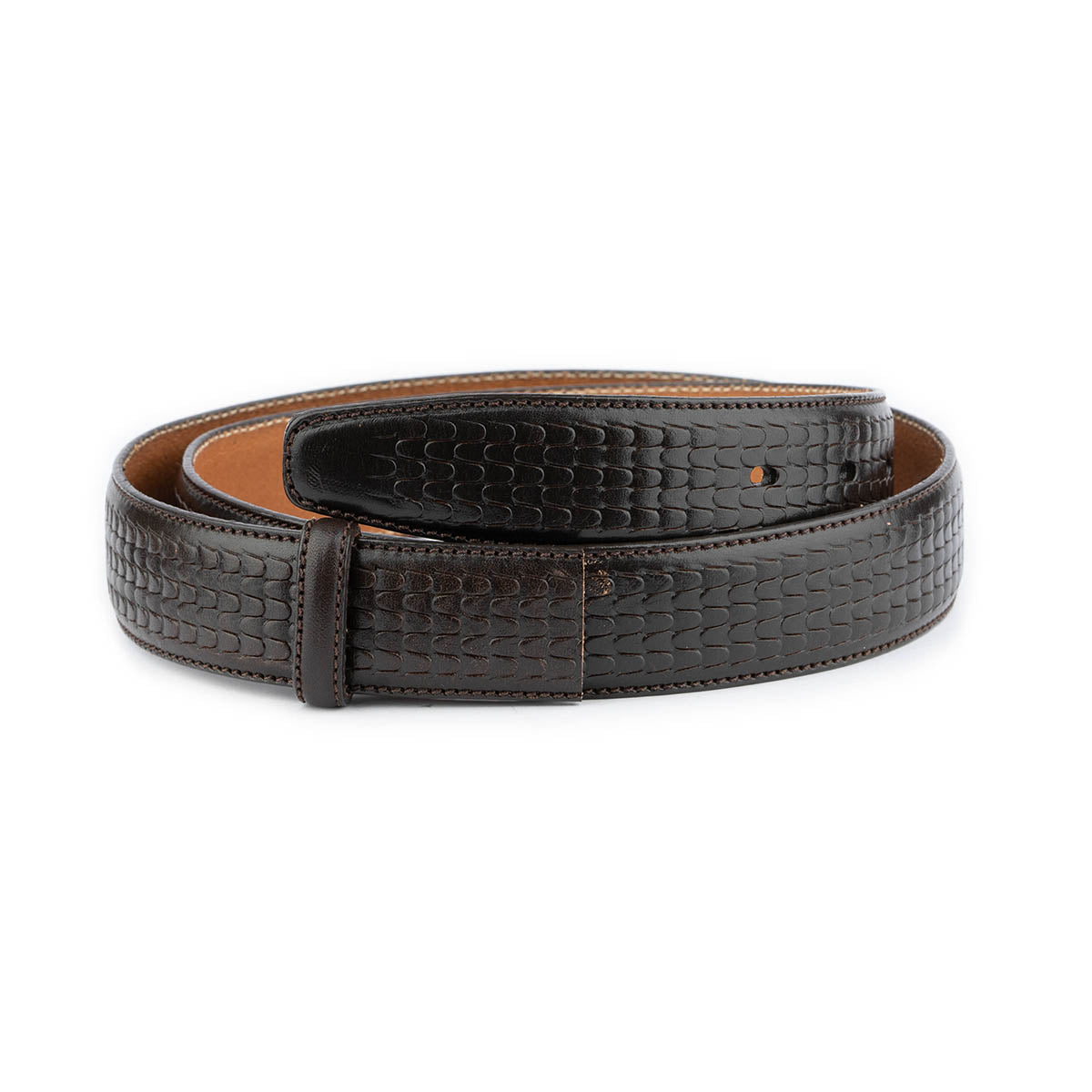 Dark Brown Embossed Leather Belt Strap for Montblanc Buckle - Premium Men's Replacement Belt - Perfect for Business, Casual & Formal Wear