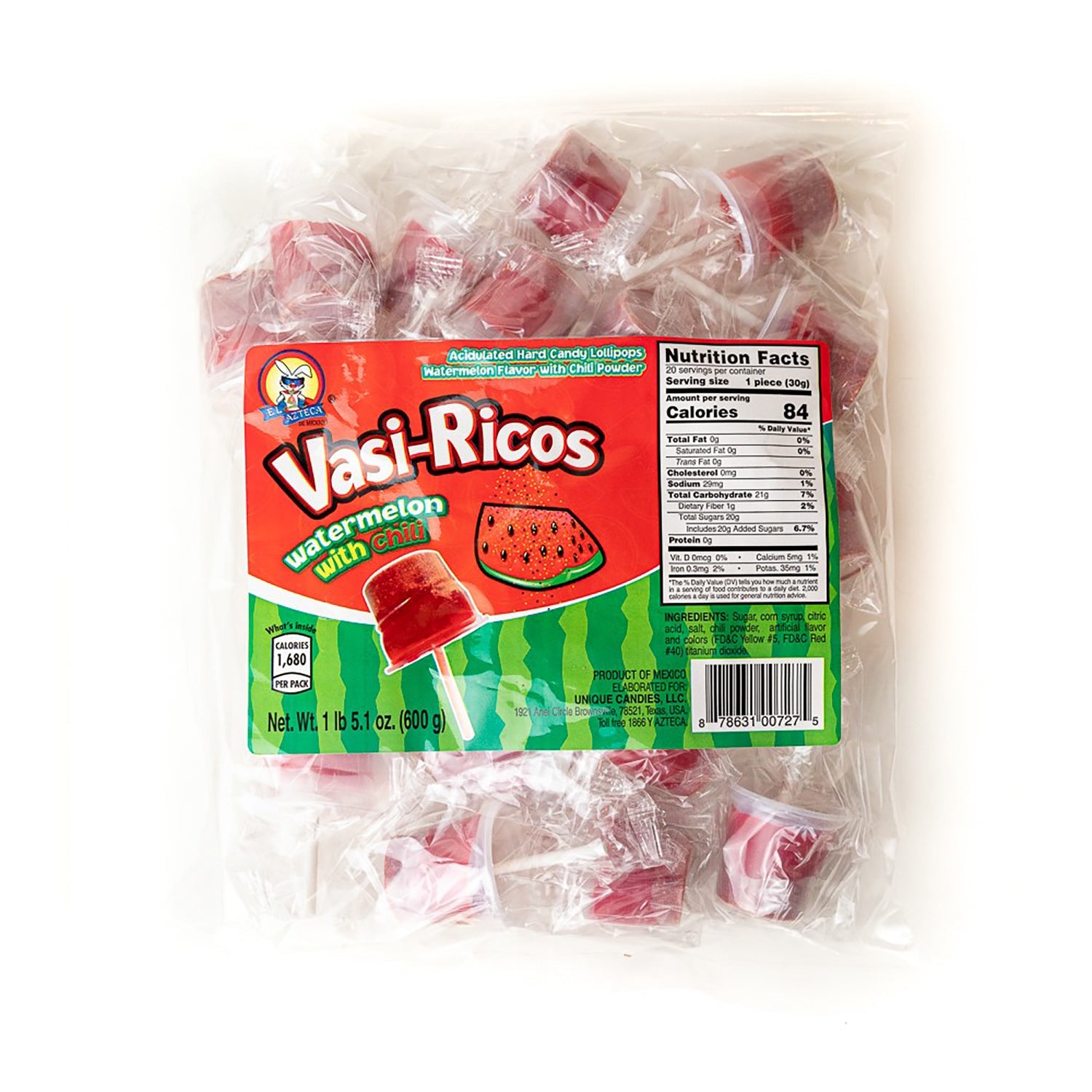 Azteca Vasi Rico Watermelon Candy | 20ct Bag | Sweet Treats for Parties, Gifts & Snacking