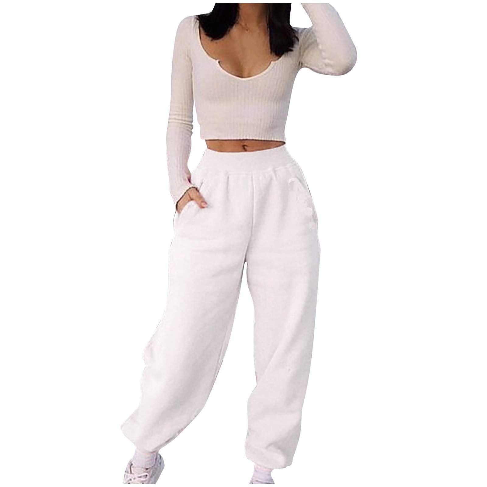 MOVERV Women's Relaxed Fit Jogger Sweatpants with Pockets - Comfortable Lounge Pants for Yoga, Running & Casual Wear