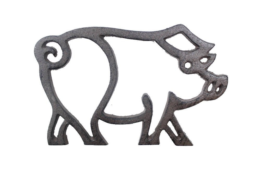 8 Inch Cast Iron Pig Trivet - Decorative Animal Trivet for Hot Pots & Pans - Perfect for Kitchen, Dining Table & Farmhouse Decor