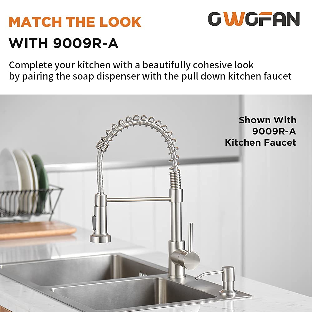 OWOFAN Pull Down Kitchen Faucet with Soap Dispenser - Brushed Nickel Finish | Modern Touchless Water-Saving Design for Home & Restaurant Use