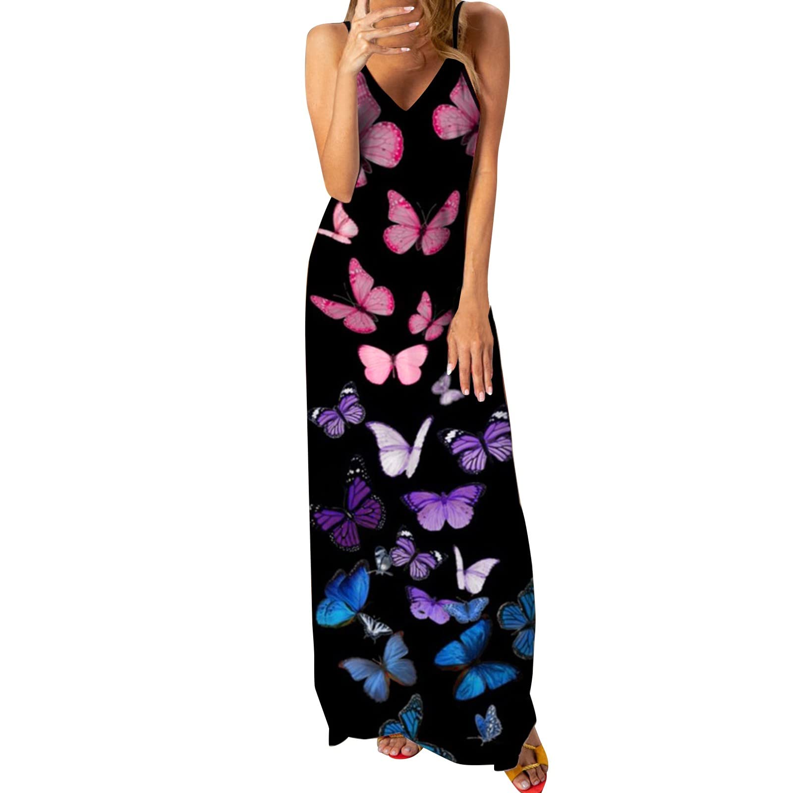 Wolddress Women's Plus Size Casual Sleeveless Loose Plain Long Maxi Dress - Flowy Summer Beach Dress for Vacation, Party & Everyday Wear