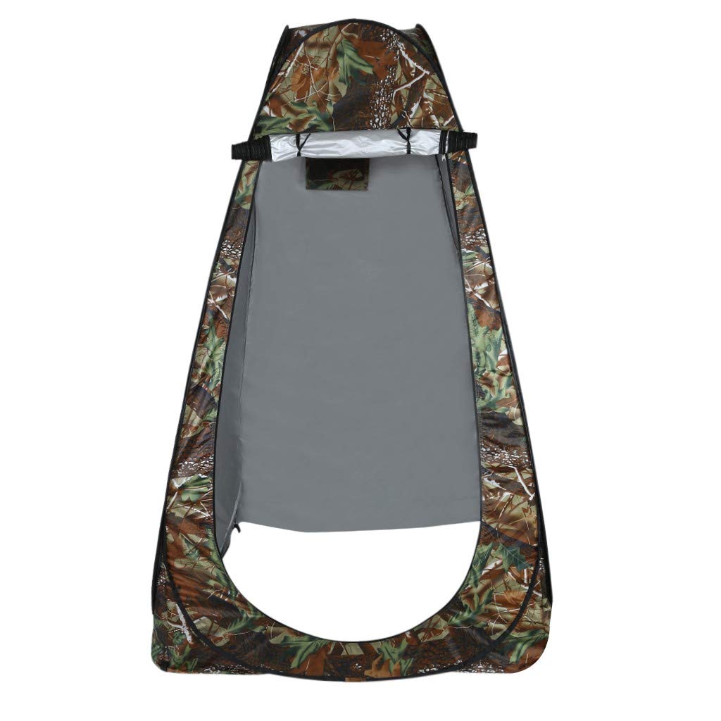 KINGC Foldable Pop-up Toilet Tent - Instant Portable Outdoor Shower & Changing Room with Window - Waterproof Rain Shelter for Camping, Beach & Emergency - Includes Carry Bag & Stakes (Camouflage Design)