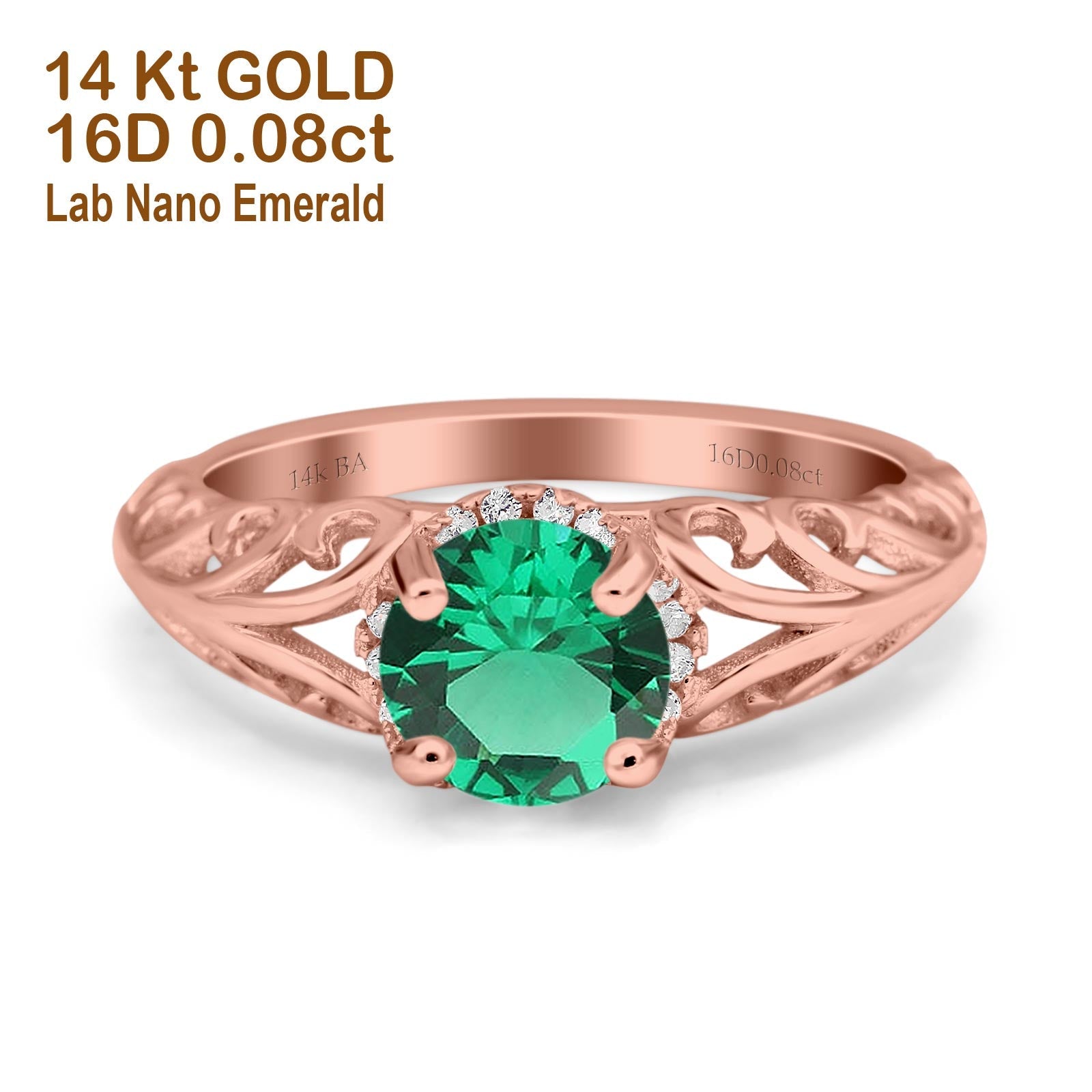 Rose Gold Lab Nano Emerald