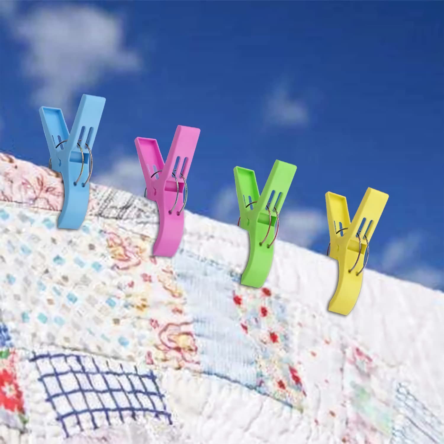 10 Pack Heavy Duty Beach Towel Clips - Large Bright Colored Clamps for Beach Chairs, Cruise Vacations & Outdoor Use | Secure Towels, Blankets & Clothes from Wind | Perfect for Poolside, Picnics & Travel