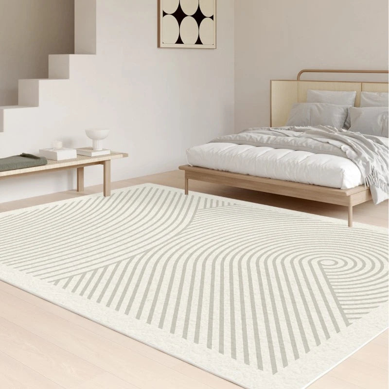 Avalyn Modern Geometric Faux Wool Area Rug - Soft Non-Slip Living Room Rug for Bedroom, Office & Home Decor - 5x7 Feet Grey Contemporary Carpet