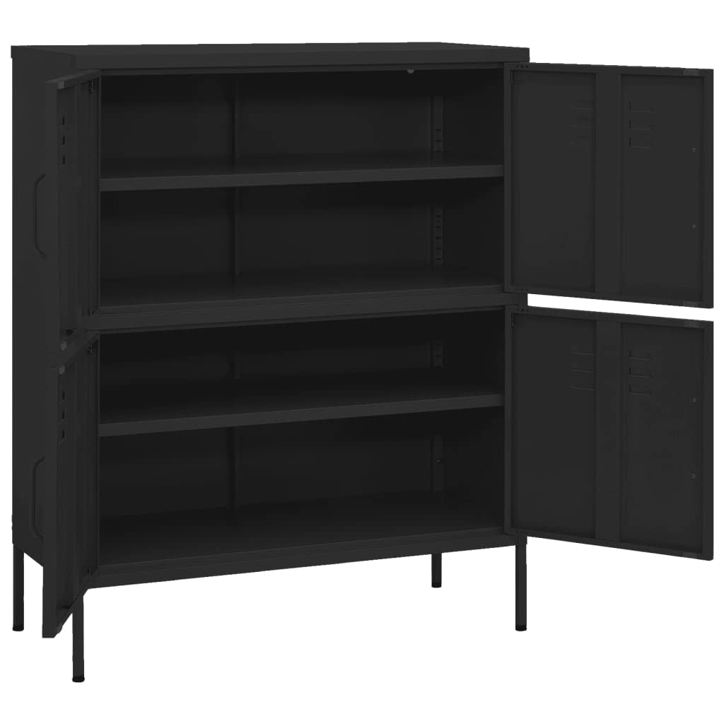 FAMIROSA 4-Door Steel Storage Cabinet with 2 Adjustable Shelves, 31.5