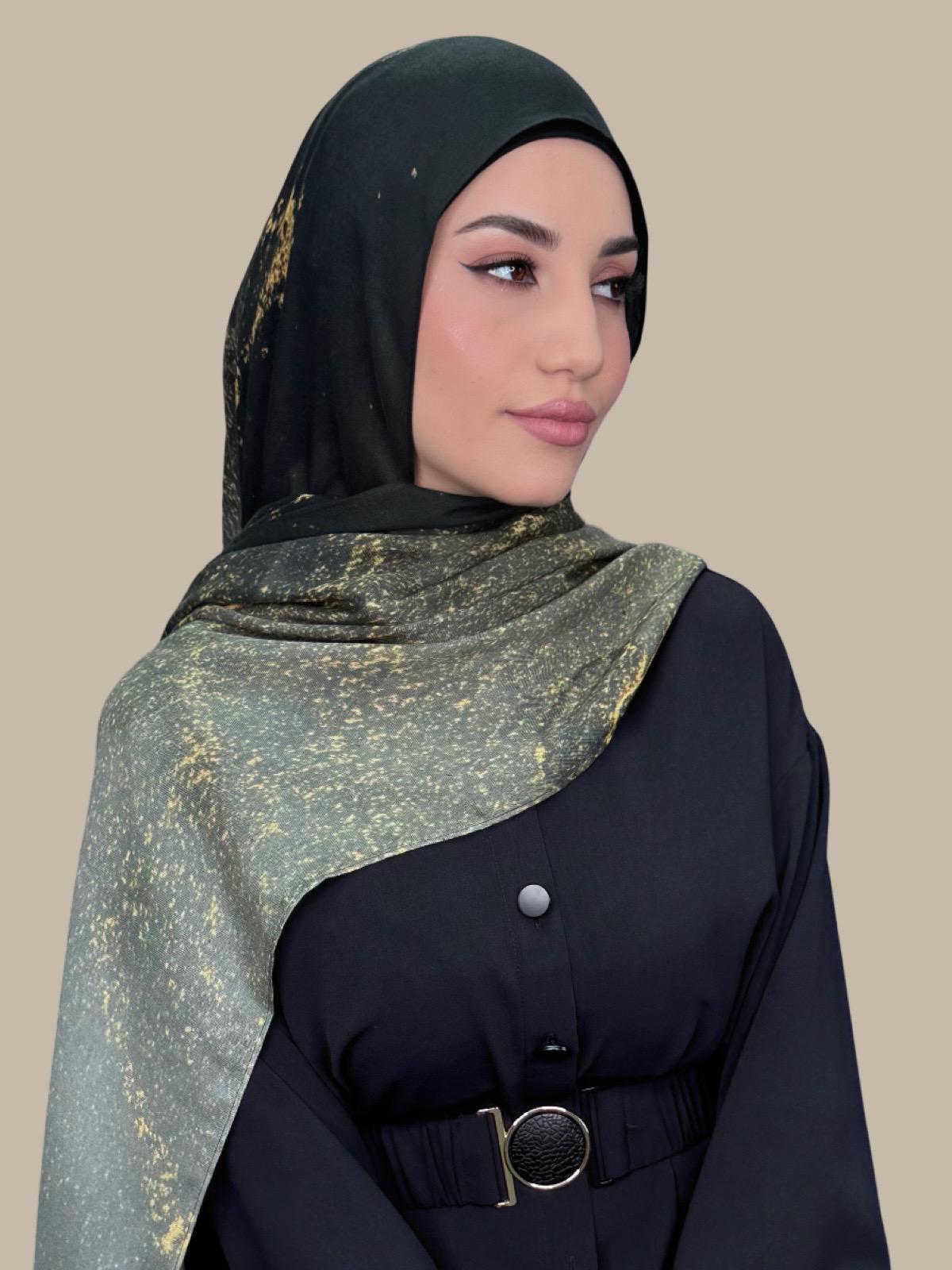 Golden Dune Print Modal Hijab - Soft & Breathable Muslim Headscarf for Women - Perfect for Daily Wear, Prayer, and Special Occasions