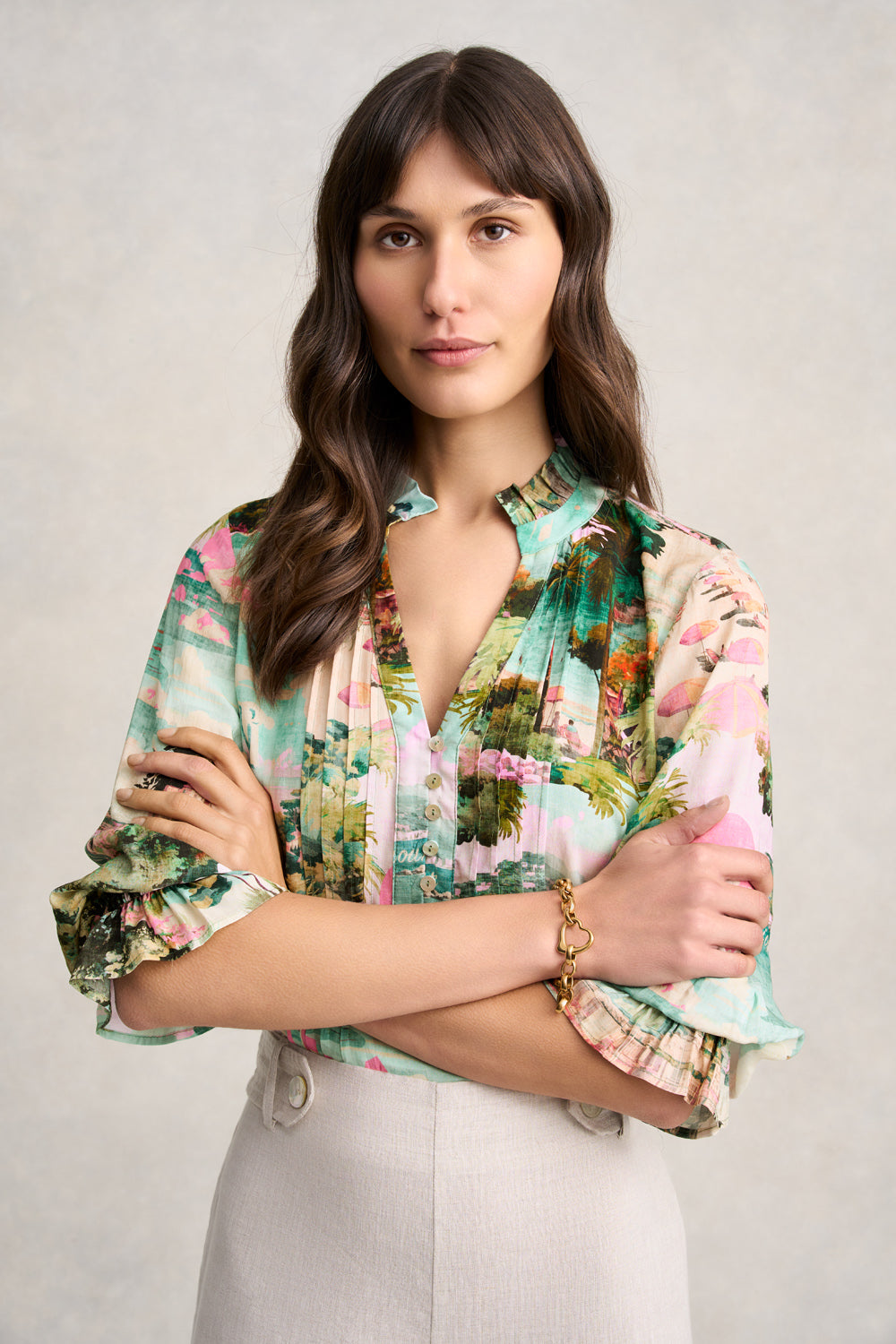Stylish Pleat Front Kaftan Dress with Holiday Print - Perfect for Beach Vacations, Summer Parties & Boho Fashion Outfits