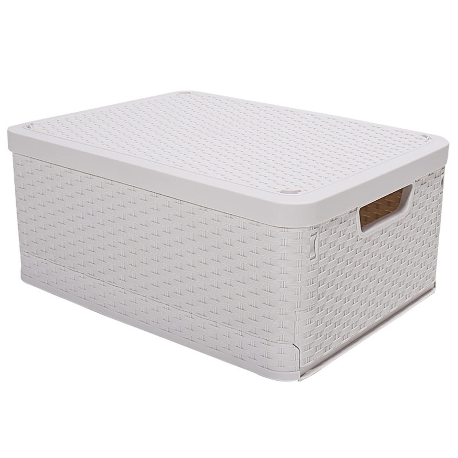 Foldable Fabric Storage Bins with Lids & Handles - Decorative Closet Organizer for Bedroom, Office, Kids Toys | Beige Tall Cuboid Storage Box | Space Saving Home Organization Solution for Shelves & Underbed Storage