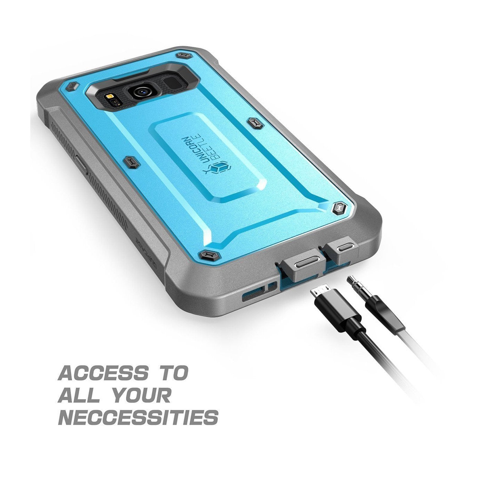 Samsung Galaxy S8 Active Unicorn Beetle Pro Rugged Case with Built-in Screen Protector - Heavy Duty Protection for Drops & Scratches - Perfect for Outdoor, Work & Adventure (Blue)