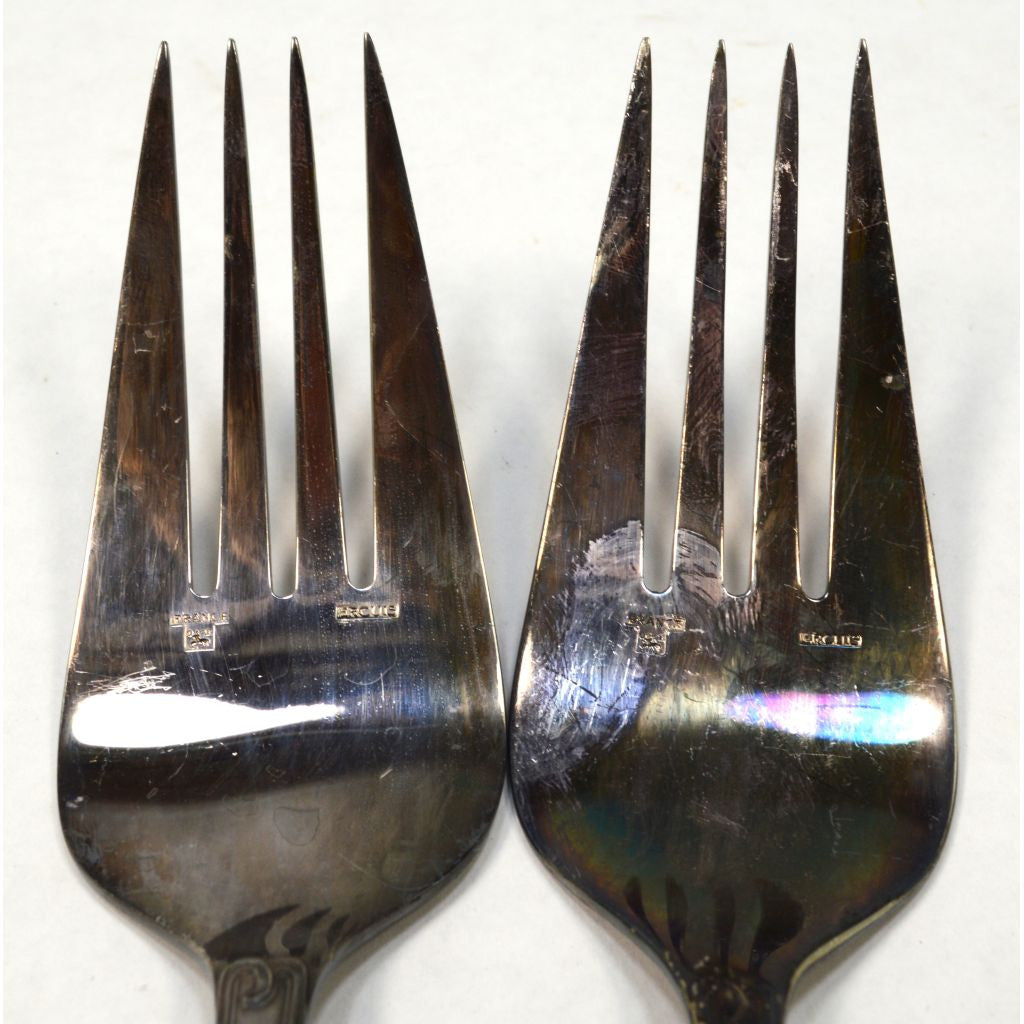 Vintage ERCUIS Silver Plated Flatware Set - 2 Piece Fish/Serving Forks with Wave Pattern - Perfect for Fine Dining, Buffets & Elegant Table Settings