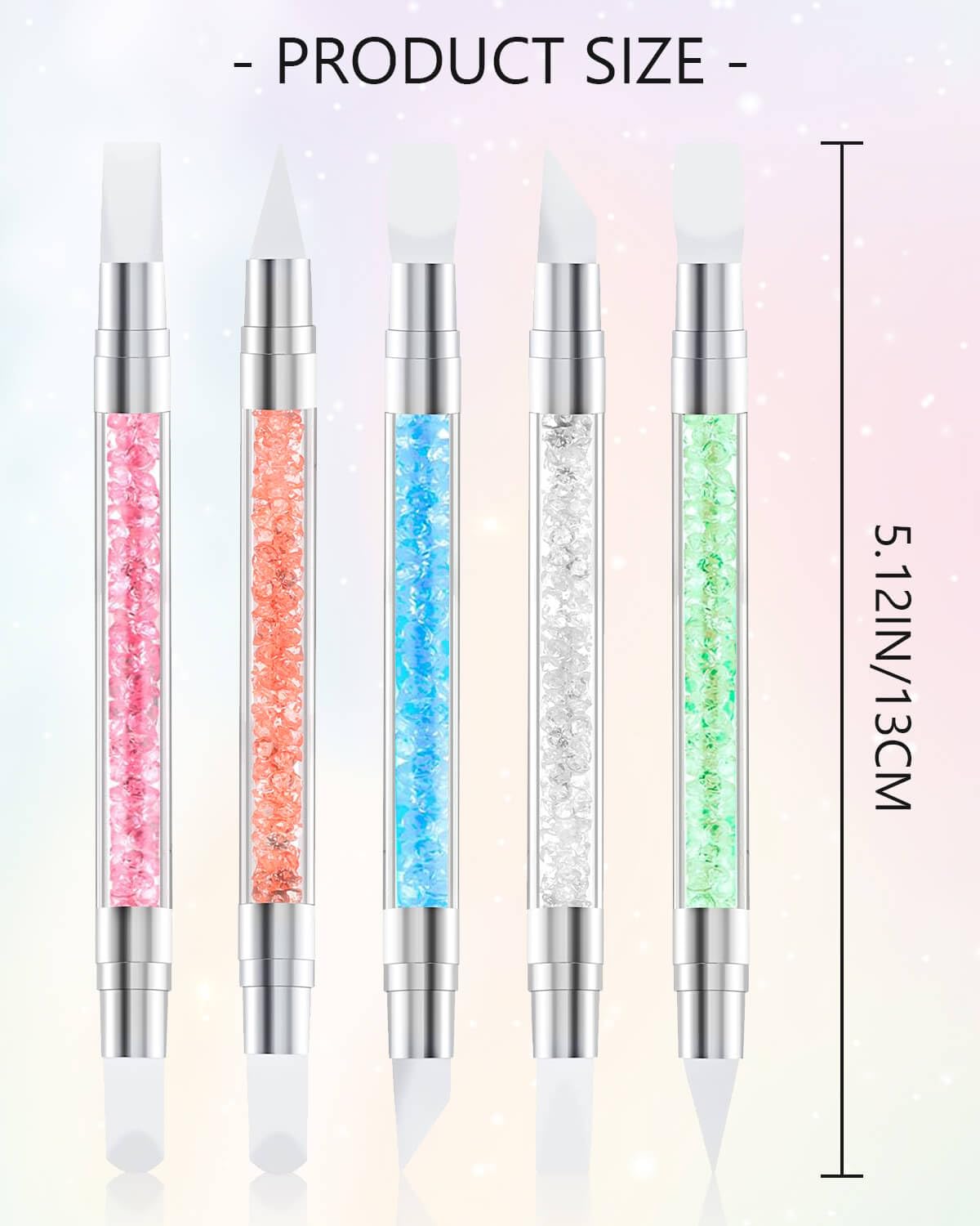 5 Pcs Dual-Tipped Silicone Nail Art Sculpture Pens - Acrylic Nail Carving Brushes for Rhinestones, Diamond Painting & Nail Polish - Perfect for DIY Home Salon & Professional Nail Art Design