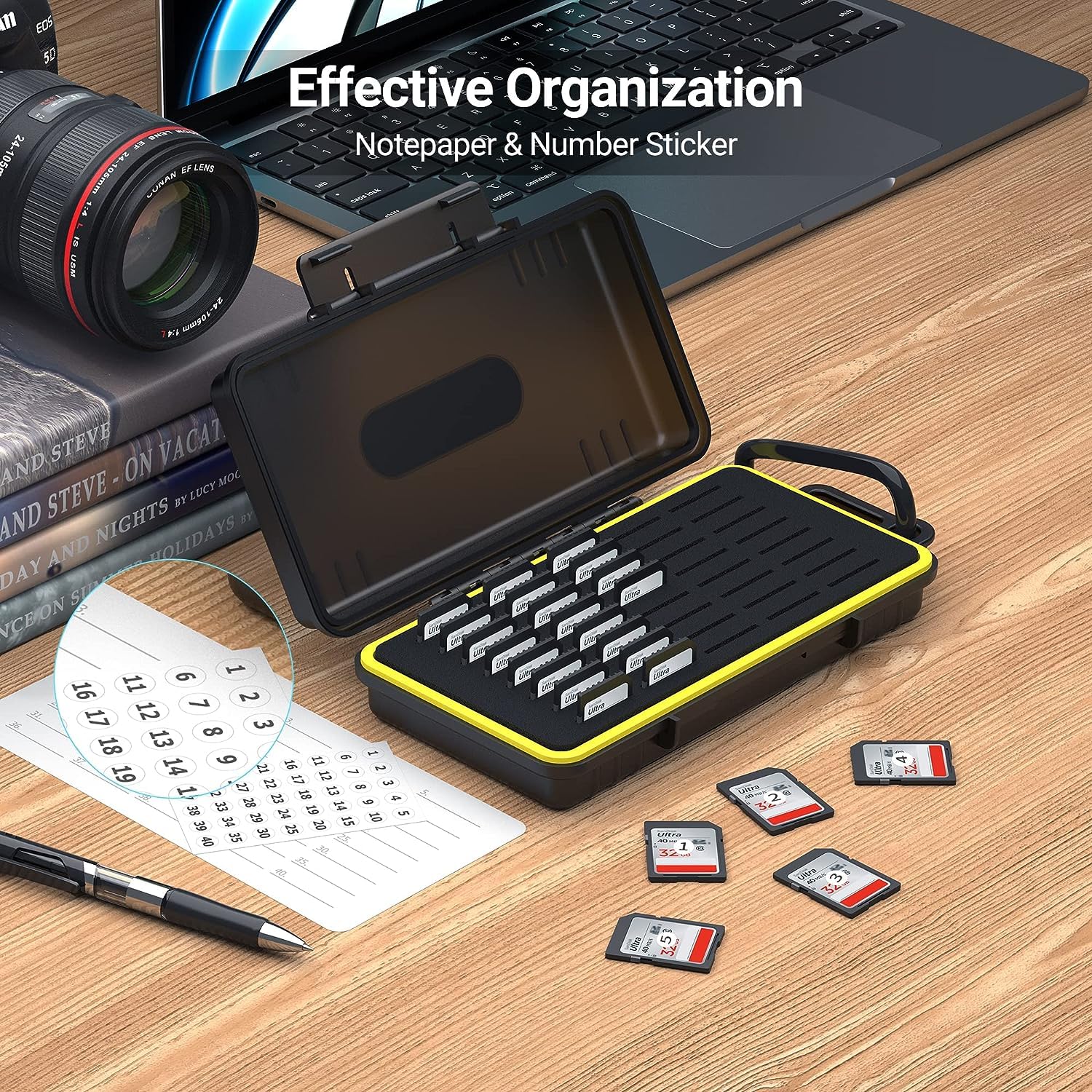 Waterproof 40-Slot Memory Card Holder for SD, SDHC, SDXC, NS (Nintendo Switch), PSV (PS Vita) - Compact Storage Case for Cameras, Gaming Consoles & Electronic Devices