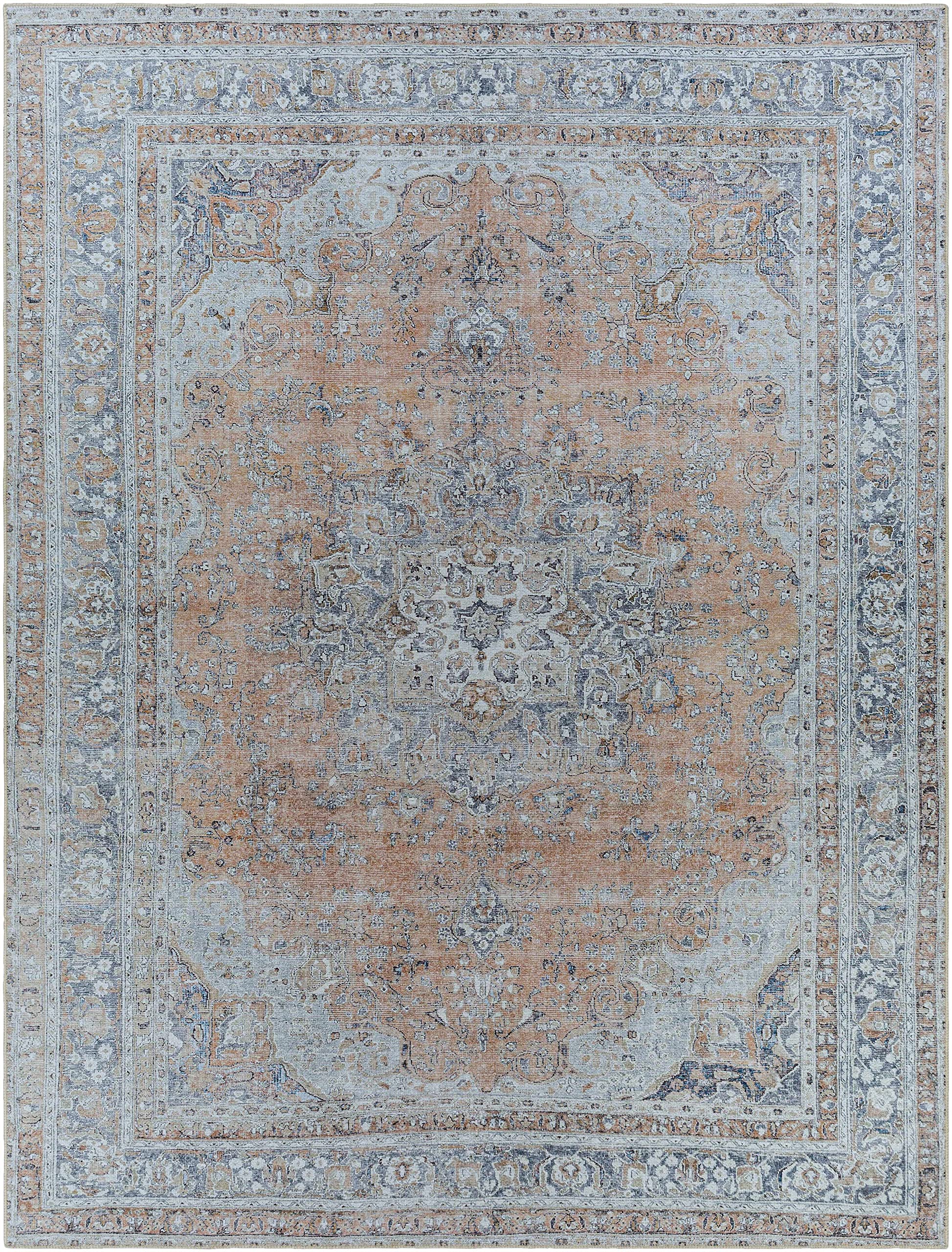 Hauteloom Mianay Washable Area Rug for Living Room & Bedroom - Soft, Durable, Stain Resistant - Beige, Blue, Gray - 5'3