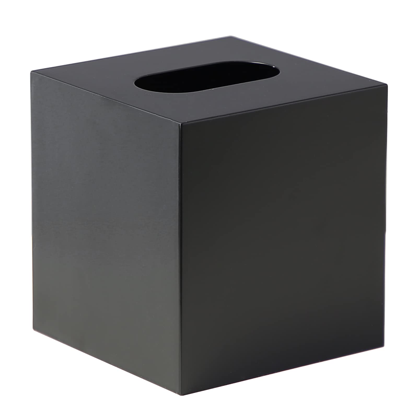Modern Black Metal Square Tissue Box Cover - Stylish Facial Tissue Holder for Bathroom Vanity, Bedroom Dresser, Nightstand, Desk & Office Decor | Perfect for Home, Office & Gift Giving