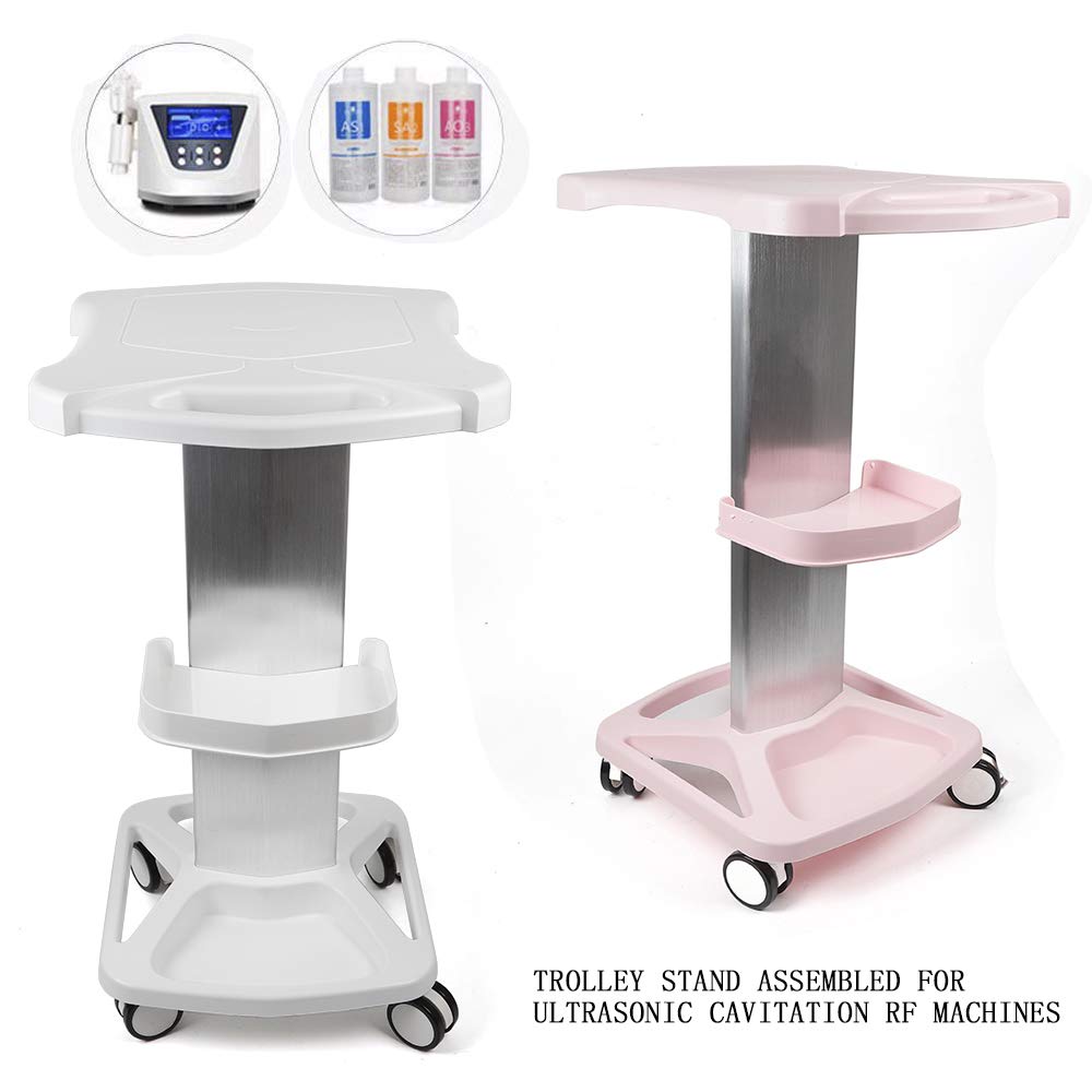 Professional Aluminum Alloy Beauty Rolling Trolley Cart with Universal Wheels - Salon Mobile Storage Stand for Hair & Beauty Tools, 33lbs Capacity (White) | Perfect for Salon Organization, Home Beauty Stations & Mobile Styling Services
