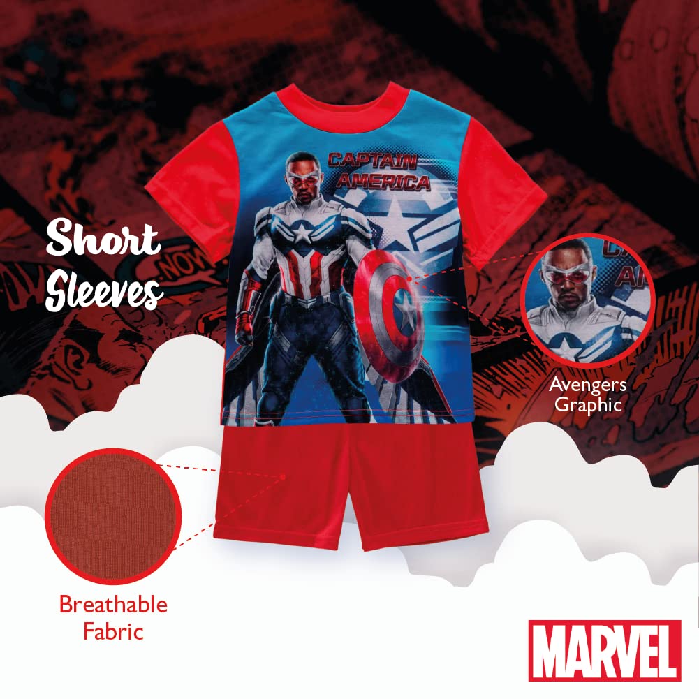 3-Piece Boys Captain America Sleep Set - Soft & Comfortable Pajama Set for Kids - Perfect for Bedtime, Lounging & Superhero Dress-Up