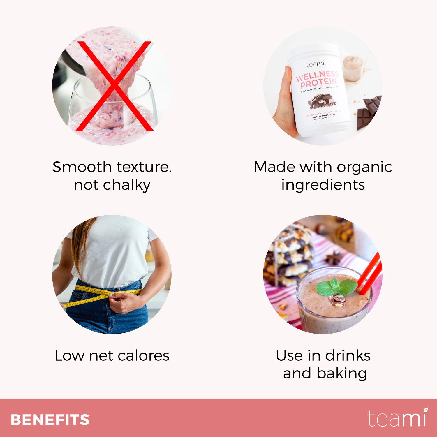 Teami Wellness Vegan Protein Powder - Organic Plant Based Protein, Chocolate Flavor, 13.6oz (14 Servings) | Low Carb, Non-GMO, Dairy & Soy Free, No Sugar Added | Perfect for Smoothies, Baking & Post-Workout Recovery