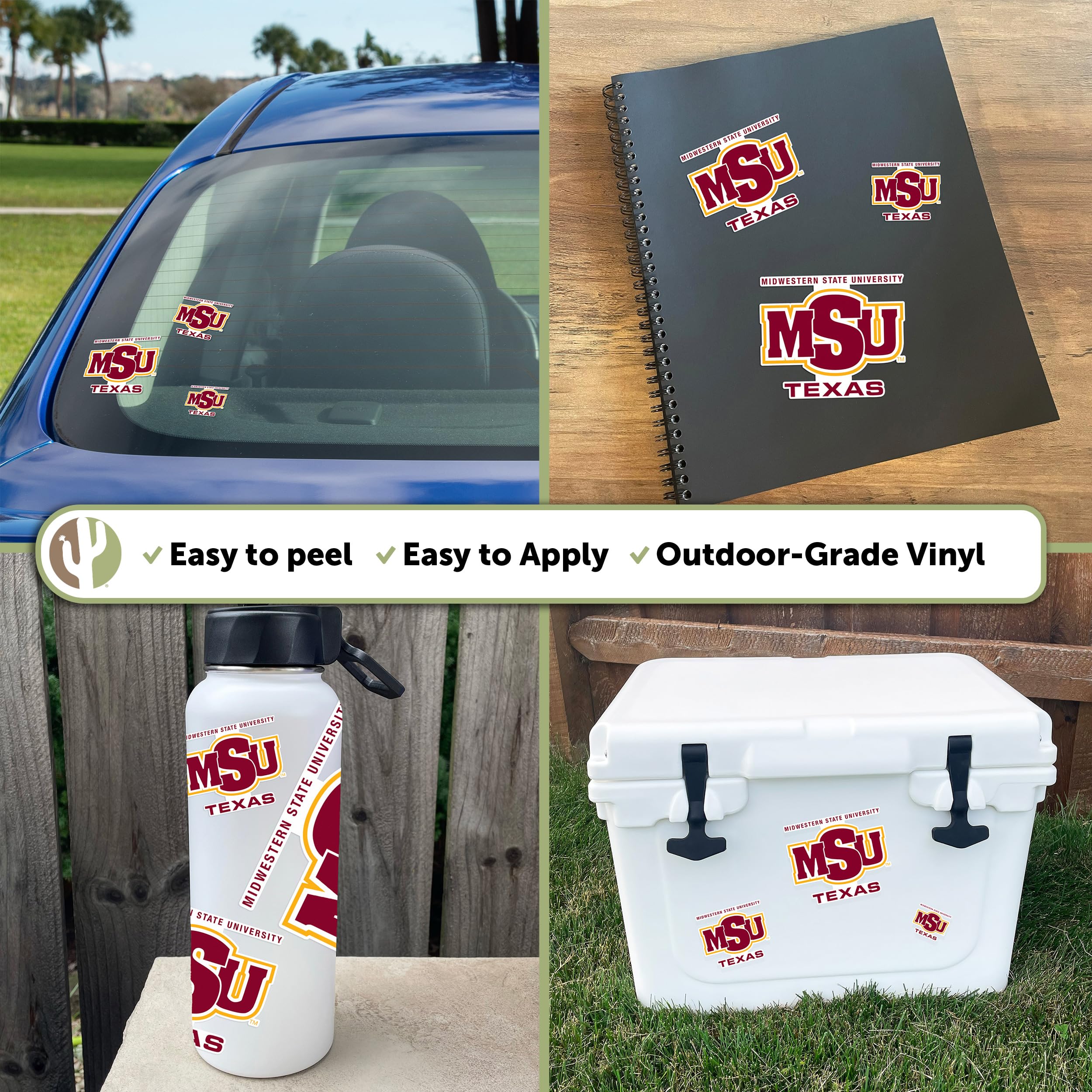 MSU Mustangs Vinyl Decals - Desert Cactus Design for Laptop, Water Bottle, Car & Scrapbook - Perfect for College Students, Alumni & Fans - Western State University Stickers for School Spirit & Decor
