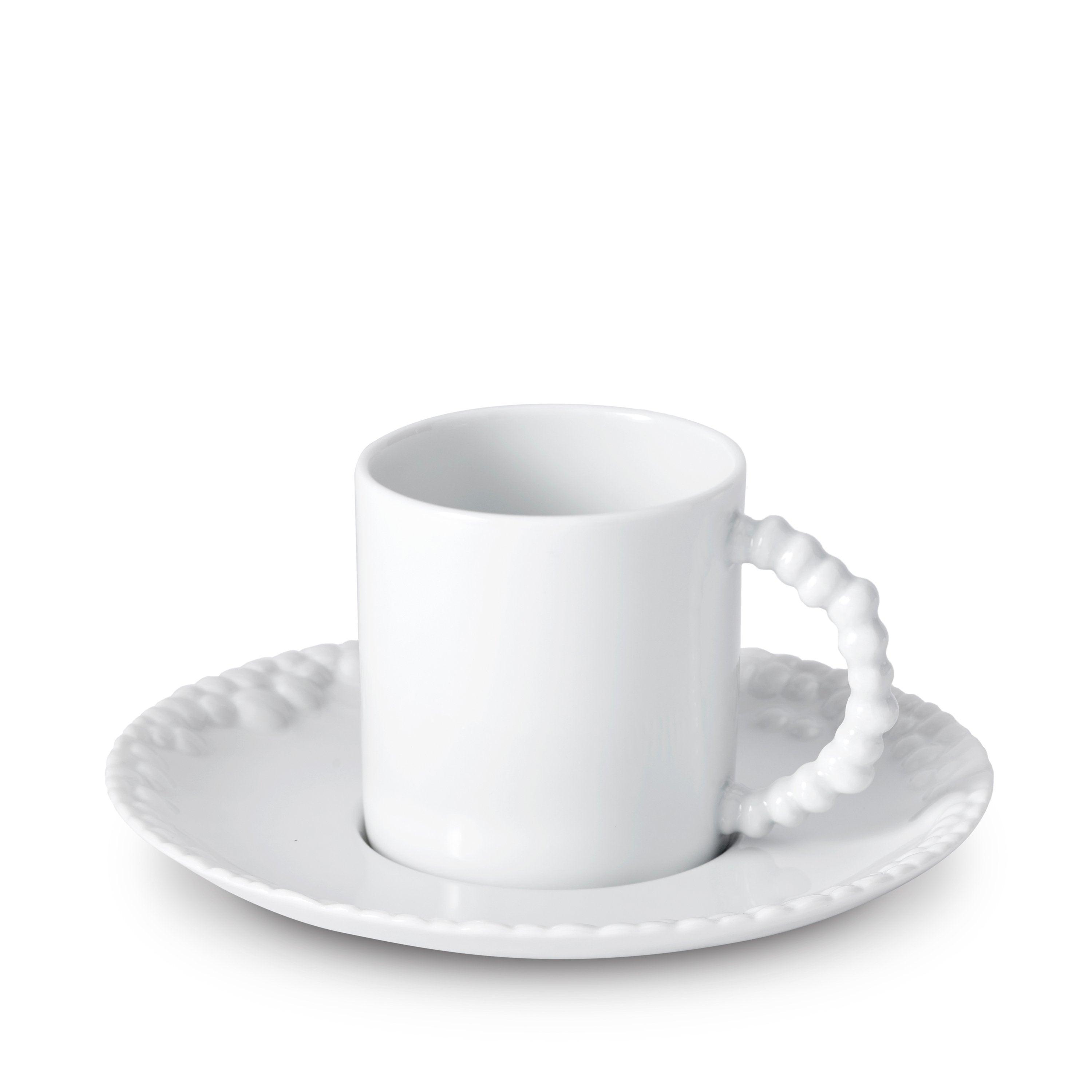 Premium Haas Mojave Espresso Cup & Saucer Set - White Ceramic Coffee Cups for Espresso, Cappuccino & Latte - Perfect for Home, Office & Cafe Use